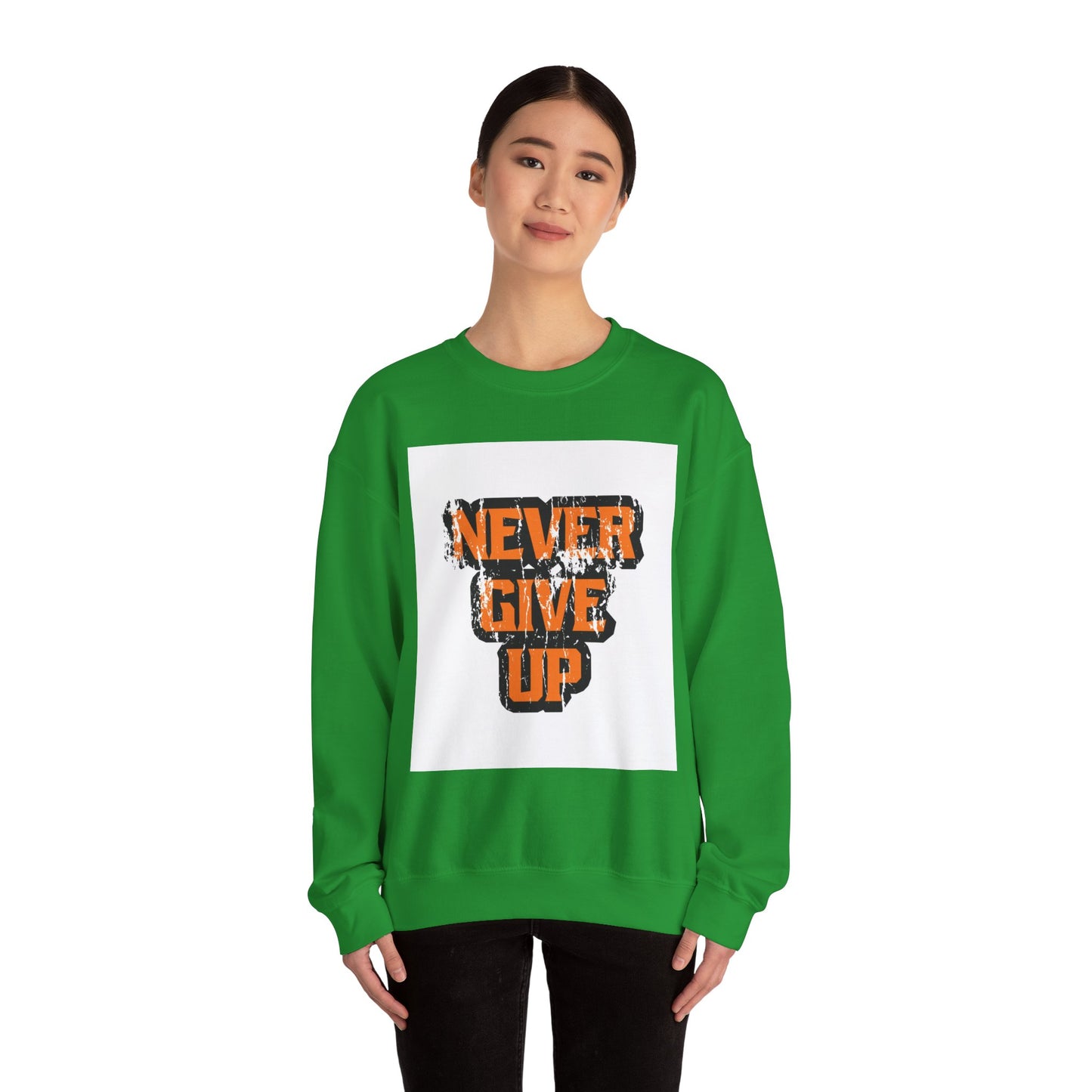 Never Give Up Unisex Heavy Blend™ Crewneck Sweatshirt