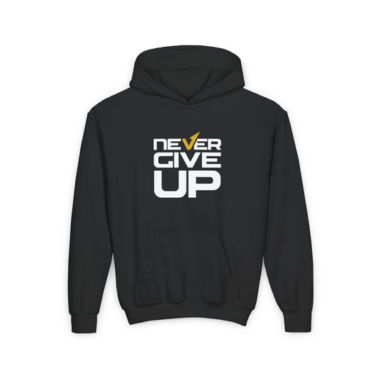 Never Give Up Youth Heavy Blend Hooded Sweatshirt