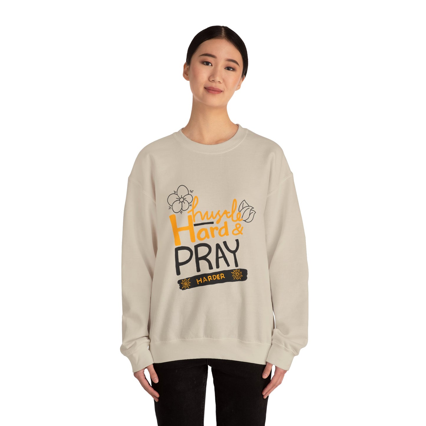 Hustle Hard And Pray Harder Unisex Heavy Blend™ Crewneck Sweatshirt