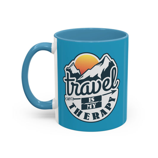 Travel Is My Therapy Accent Coffee Mug (11, 15oz)