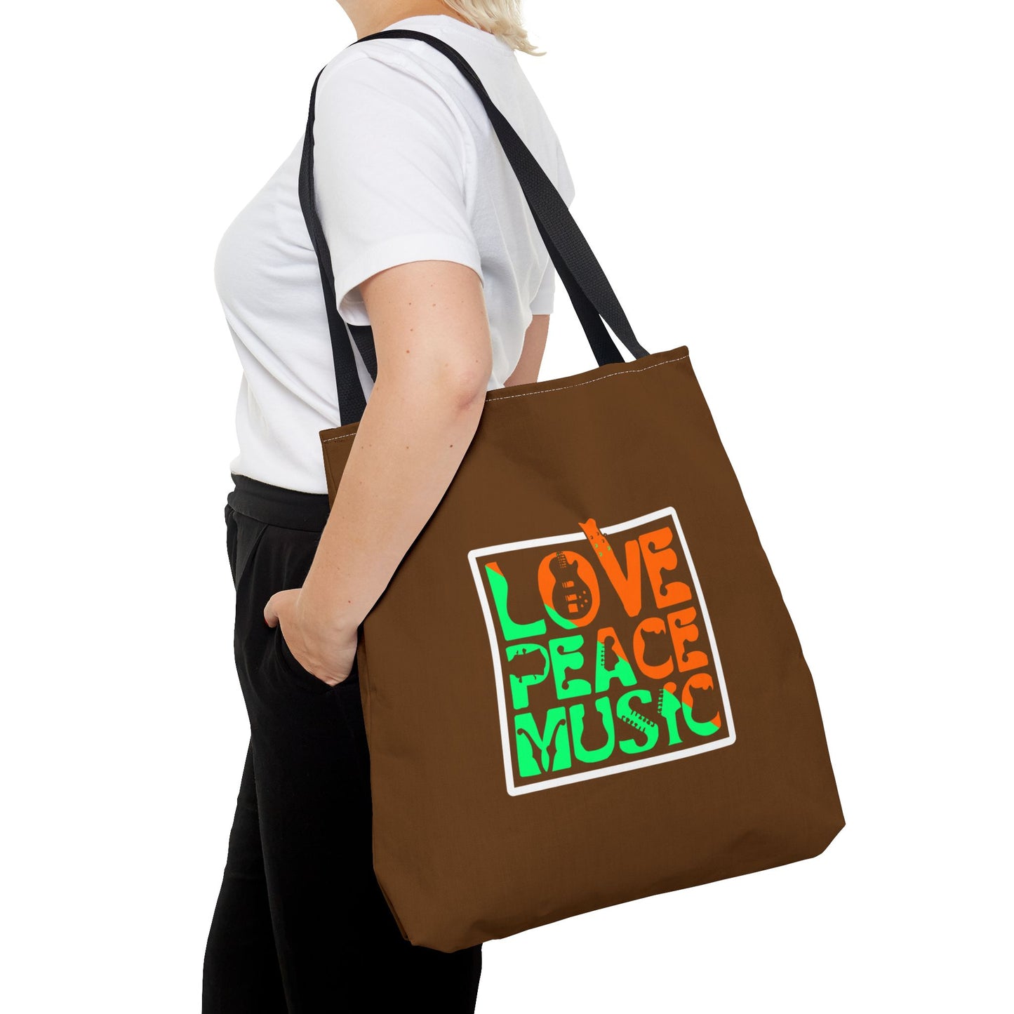 Love Peace Music Tote Bag (AOP)