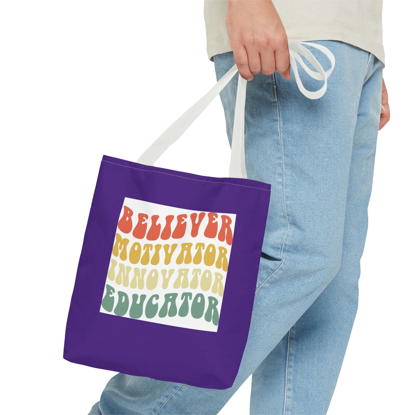 Believer Motivator Innovator Educator Tote Bag (AOP)