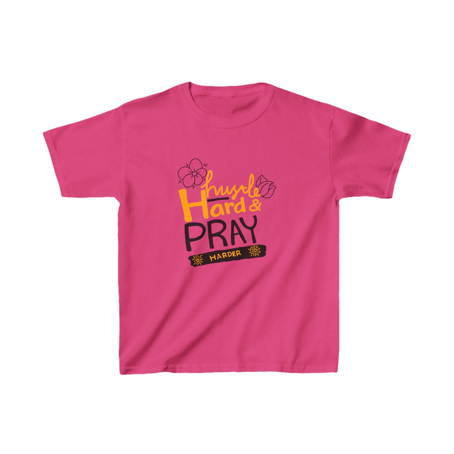 Hustle Hard And Pray Harder Kids Heavy Cotton™ Tee