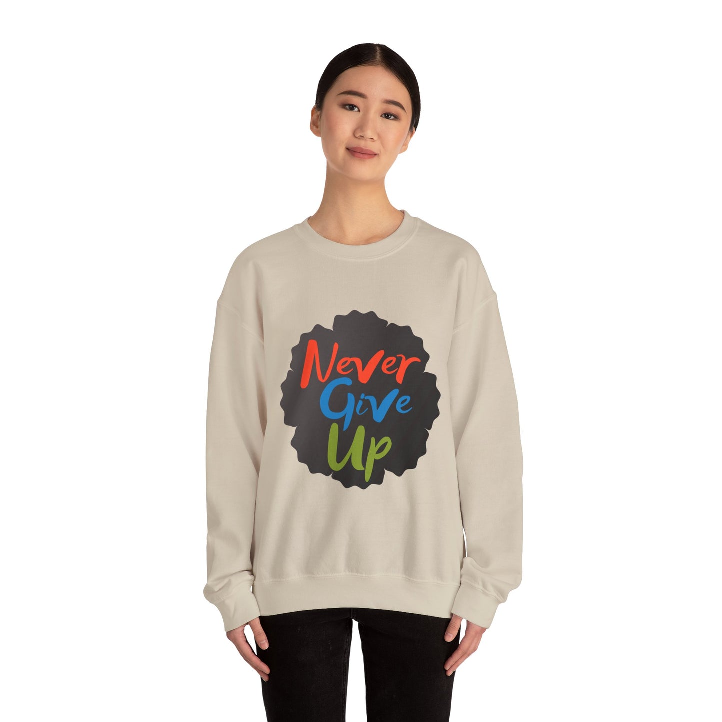 Never Give Up Unisex Heavy Blend™ Crewneck Sweatshirt