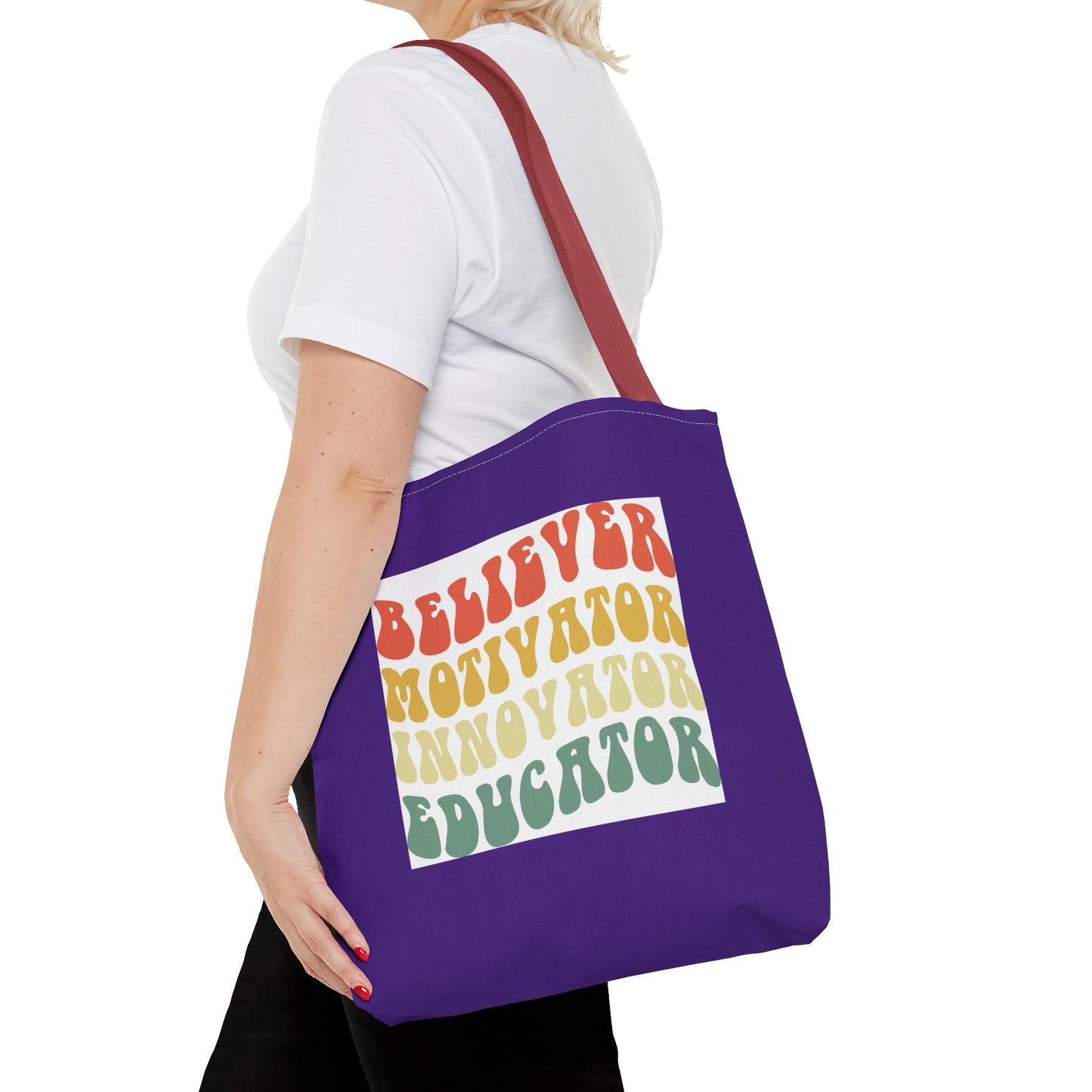 Believer Motivator Innovator Educator Tote Bag (AOP)