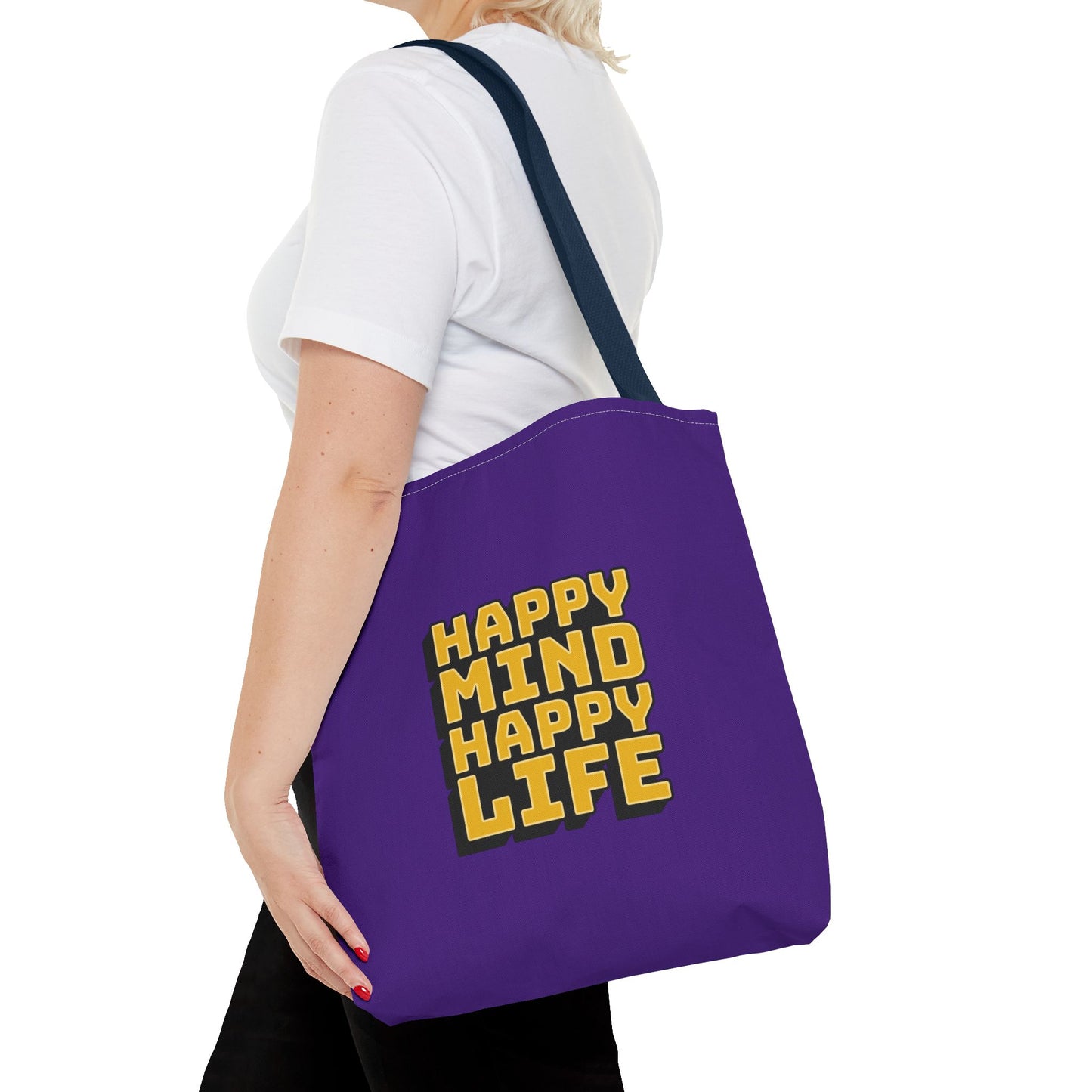 Happy Mind Happy Life Tote Bag (AOP)