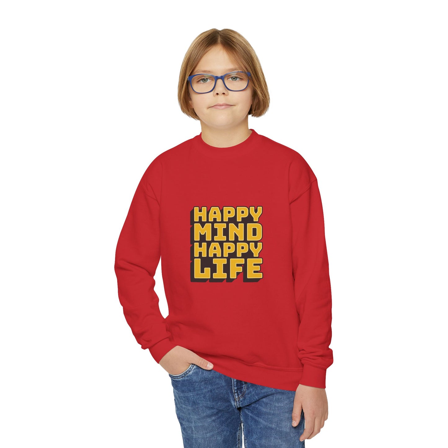 Happy Mind Happy Life Youth Crewneck Sweatshirt