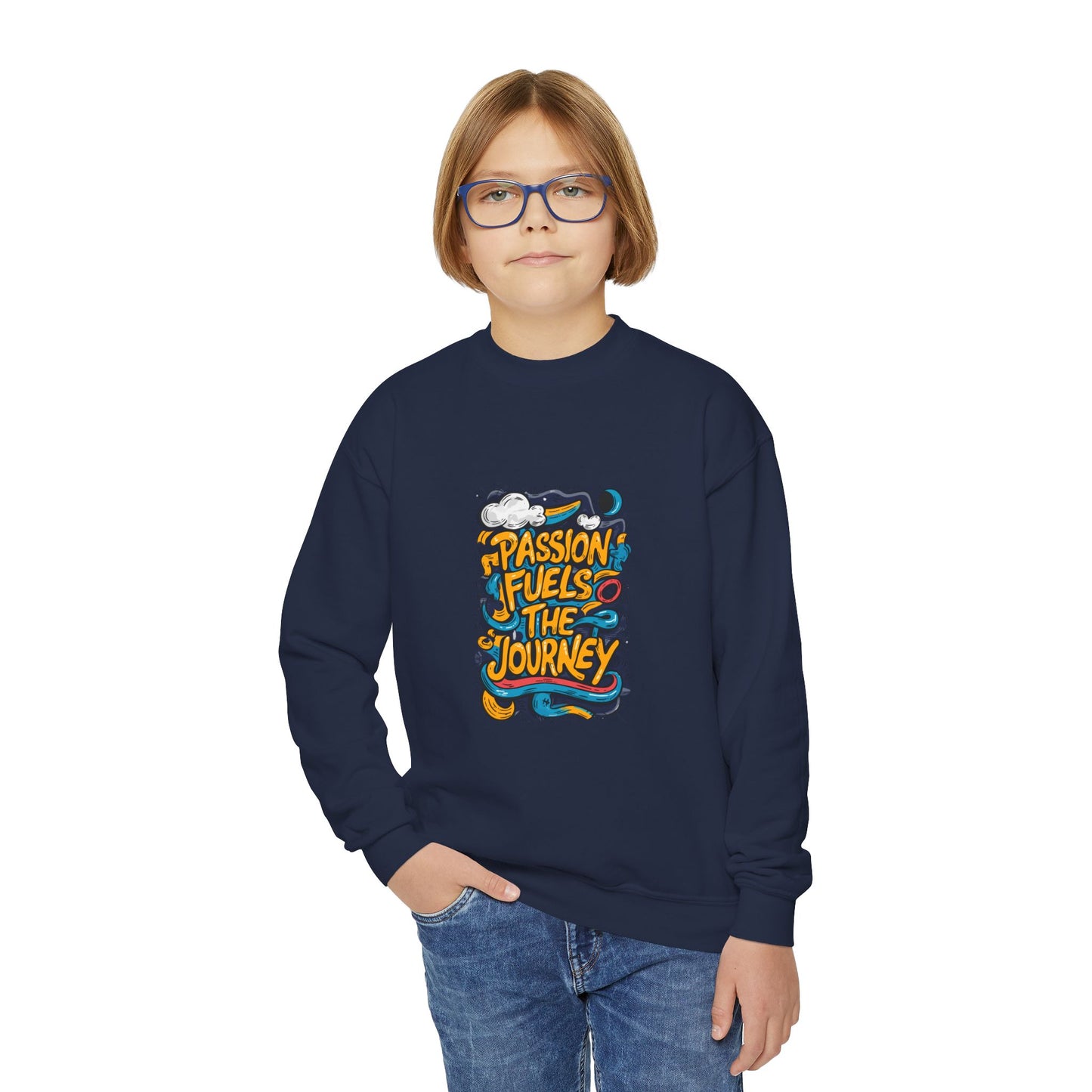 Passion Fuels The Journey Youth Crewneck Sweatshirt