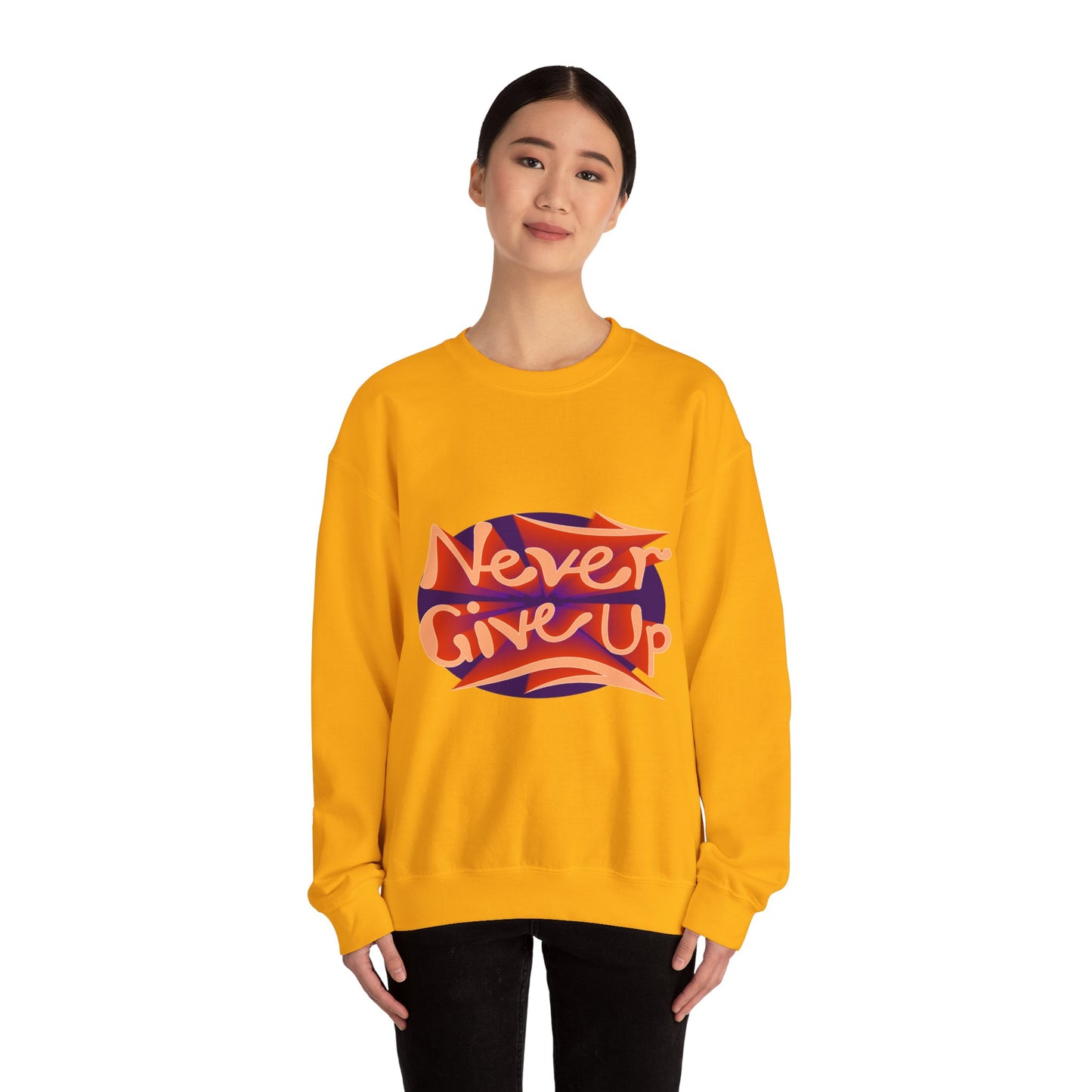 Never Give Up Unisex Heavy Blend™ Crewneck Sweatshirt