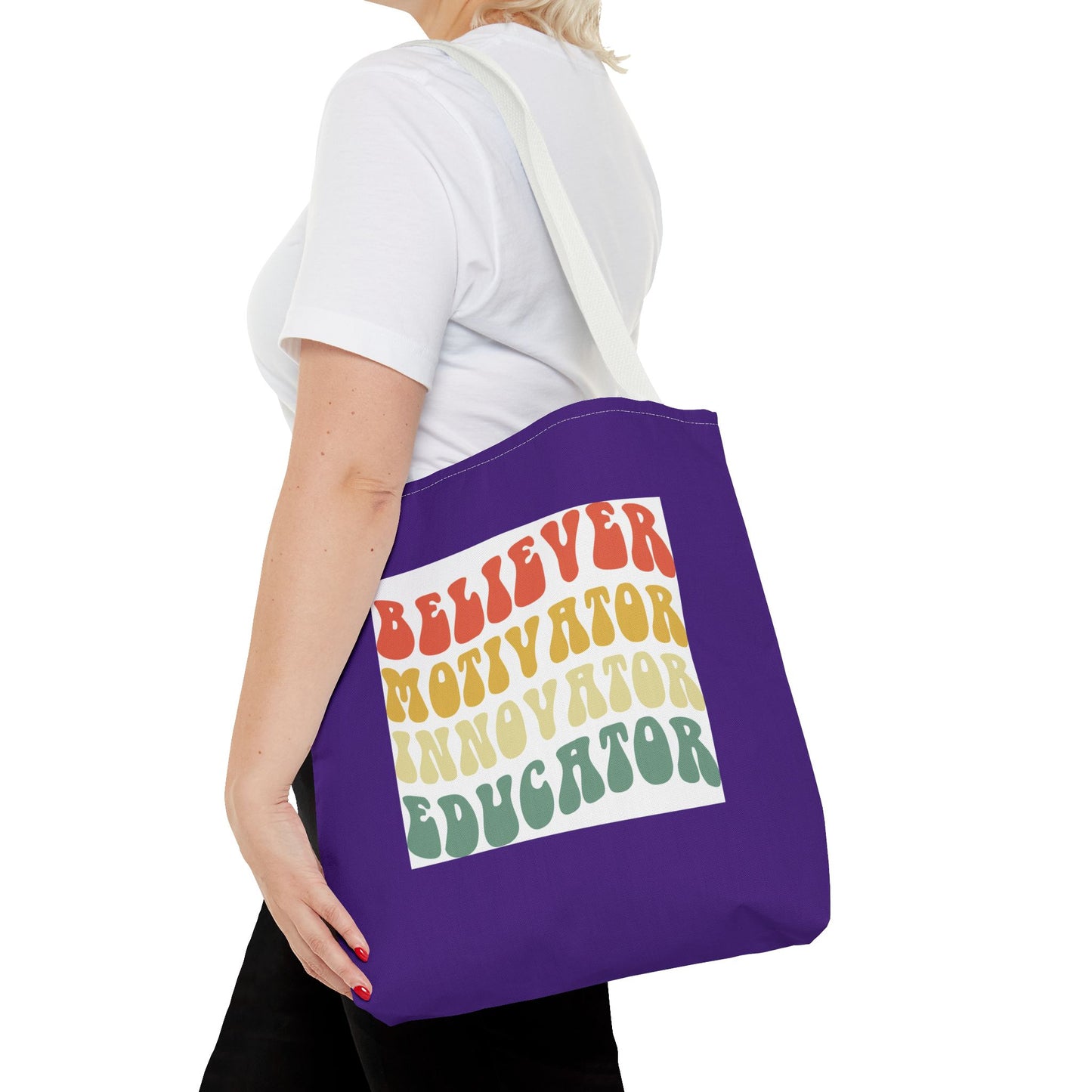 Believer Motivator Innovator Educator Tote Bag (AOP)