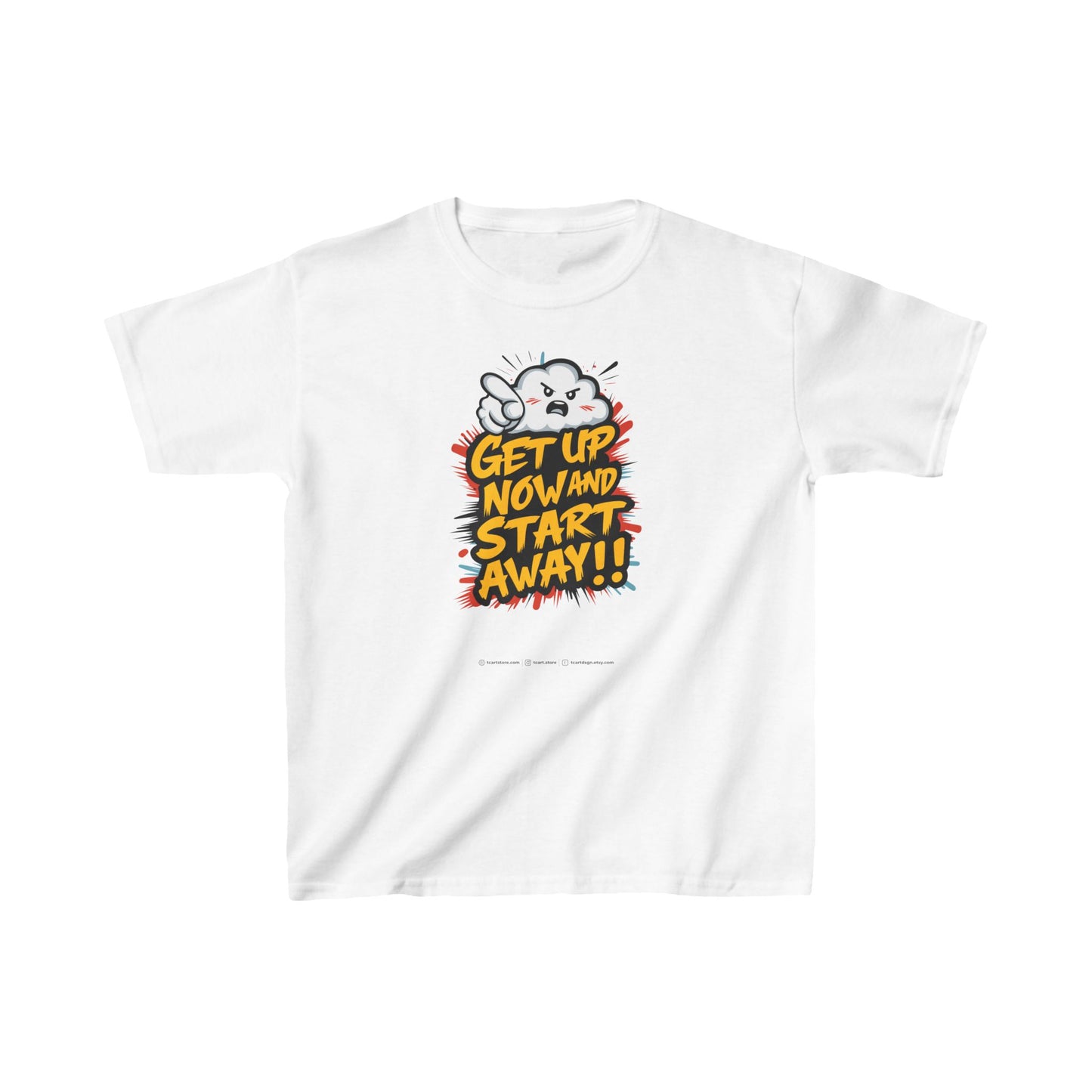 Get Up Now And Start Away!! Kids Heavy Cotton™ Tee