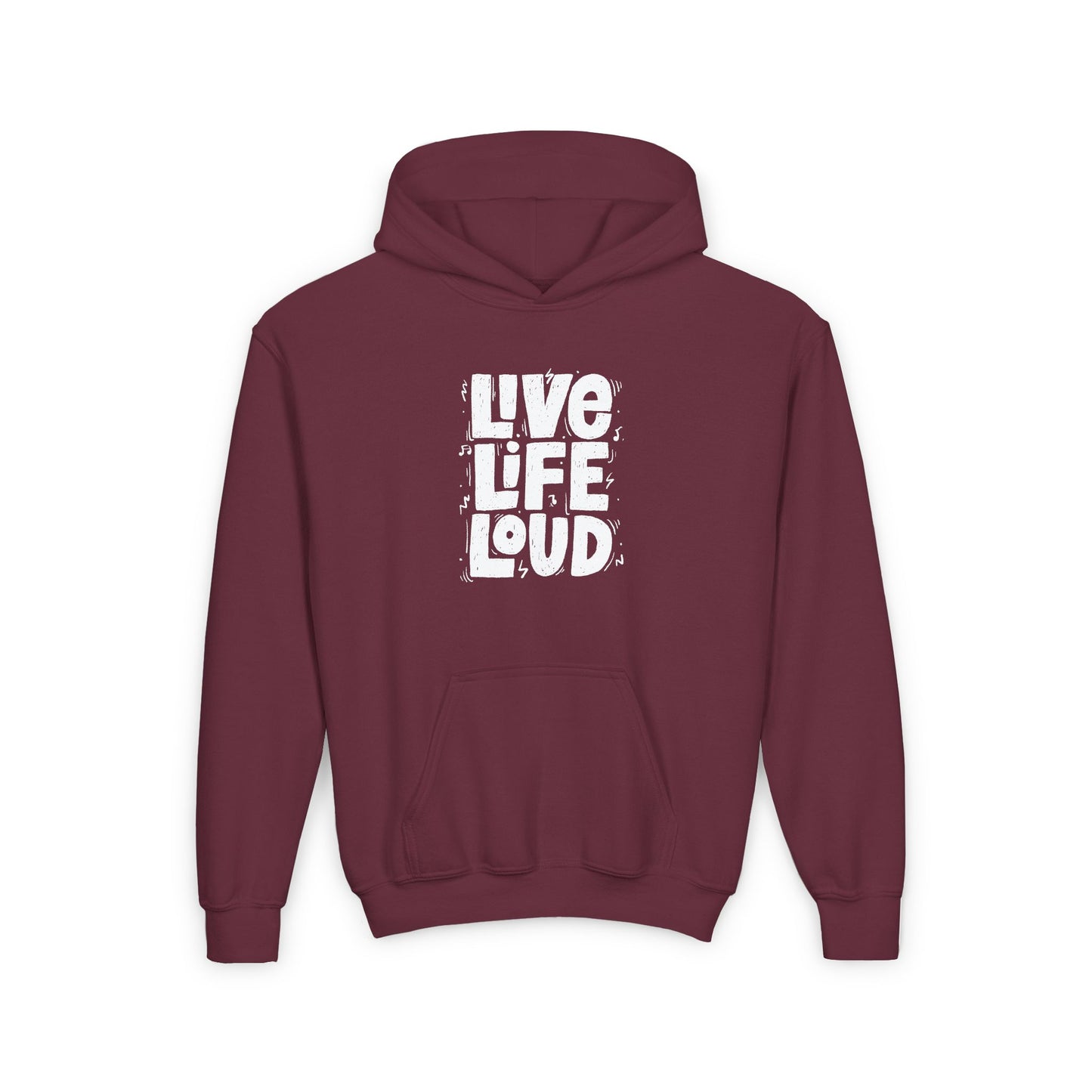 Live Life Loud Youth Heavy Blend Hooded Sweatshirt