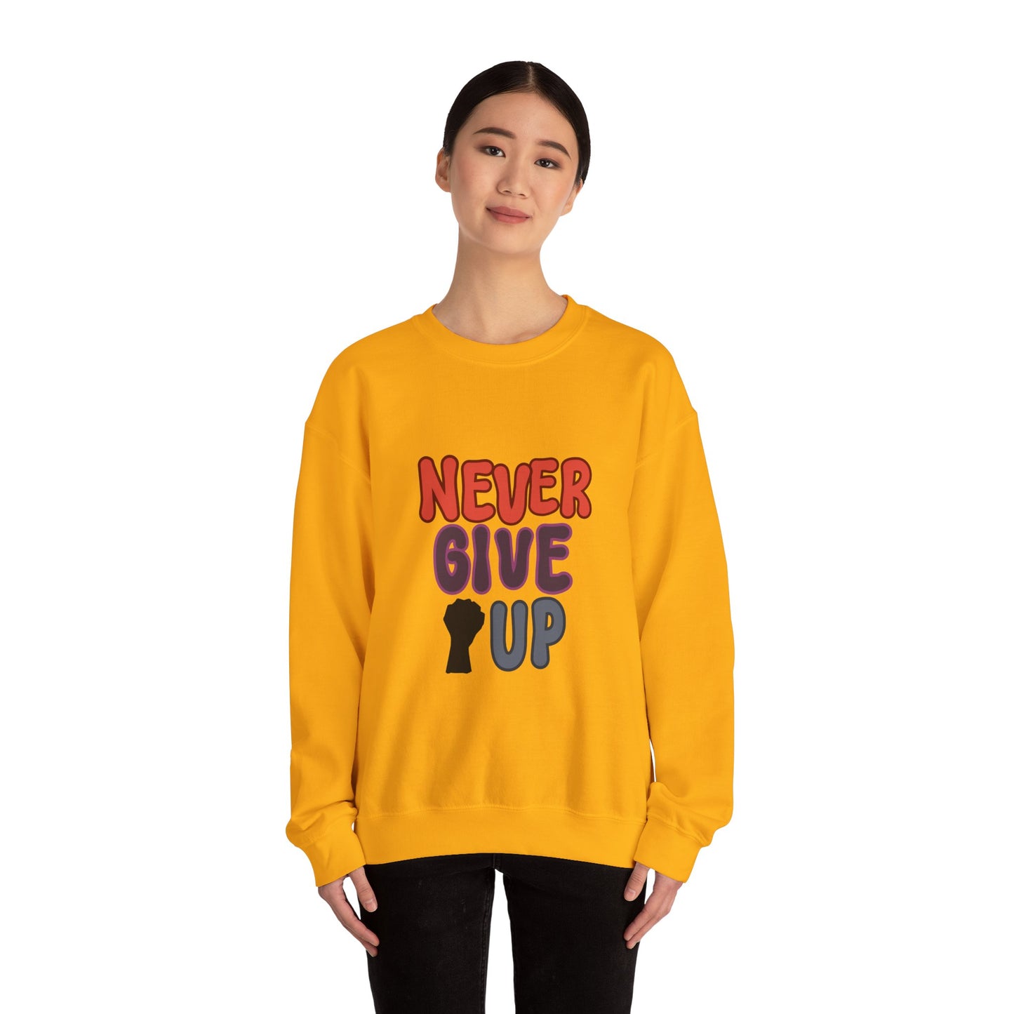 Never Give Up Unisex Heavy Blend™ Crewneck Sweatshirt