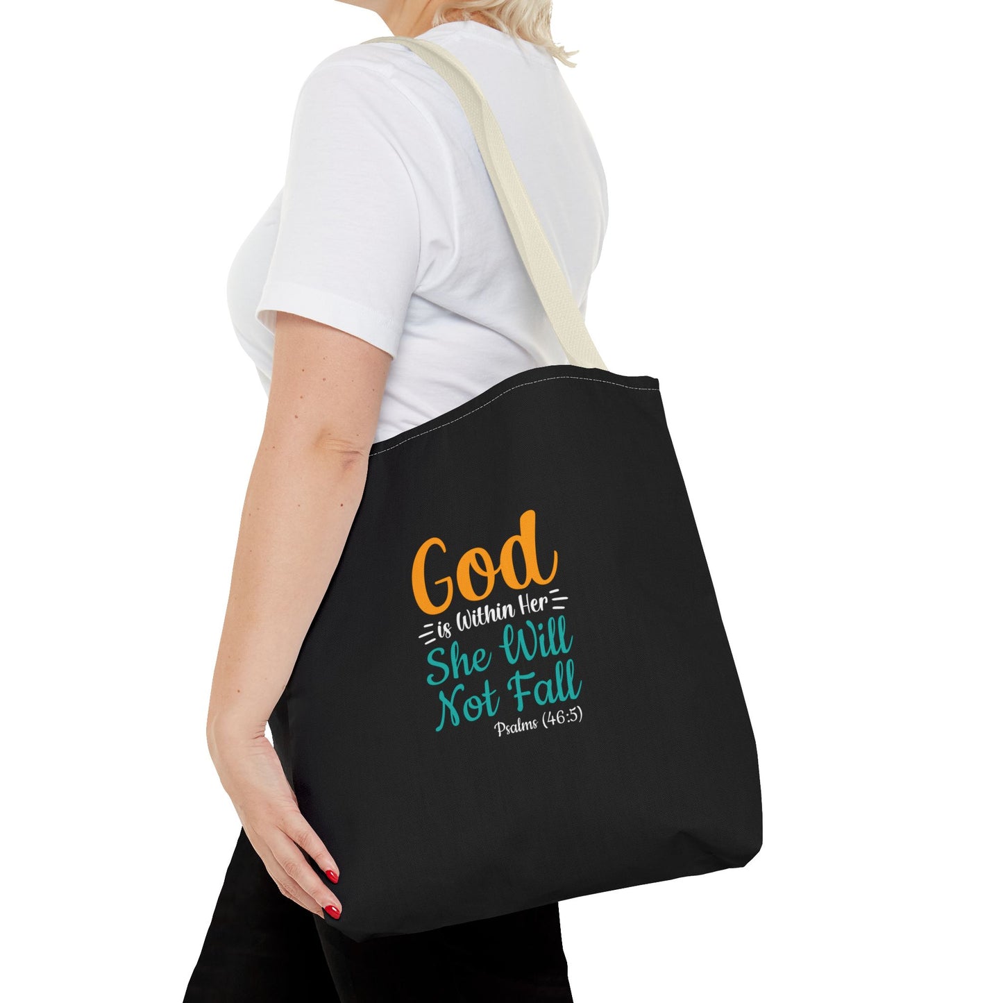 God Is Within Her She Will Not Fall Tote Bag (AOP)