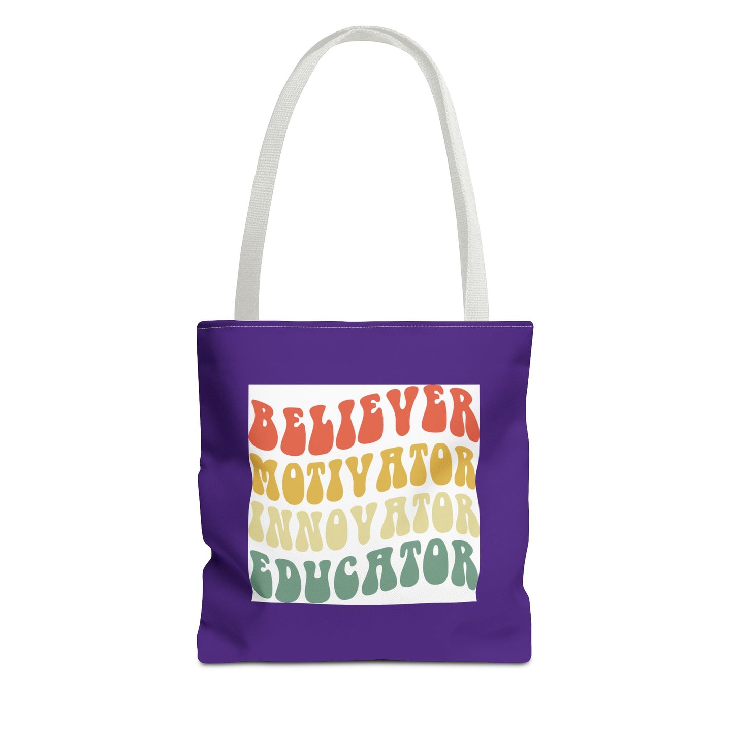 Believer Motivator Innovator Educator Tote Bag (AOP)