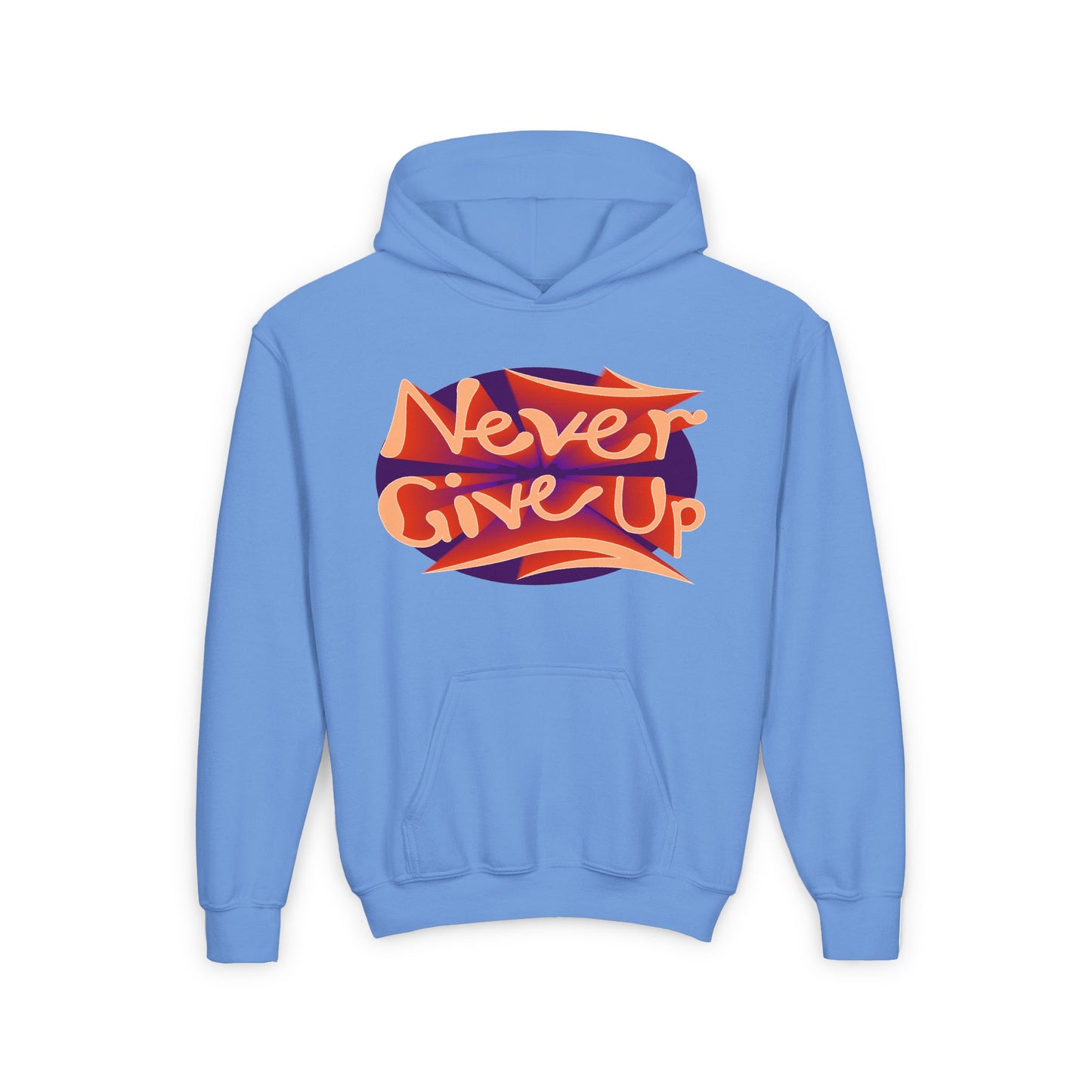 Never Give Up Youth Heavy Blend Hooded Sweatshirt