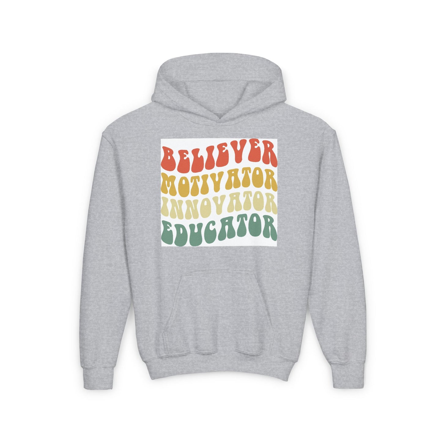 Believer Motivator Innovator Educator Youth Heavy Blend Hooded Sweatshirt