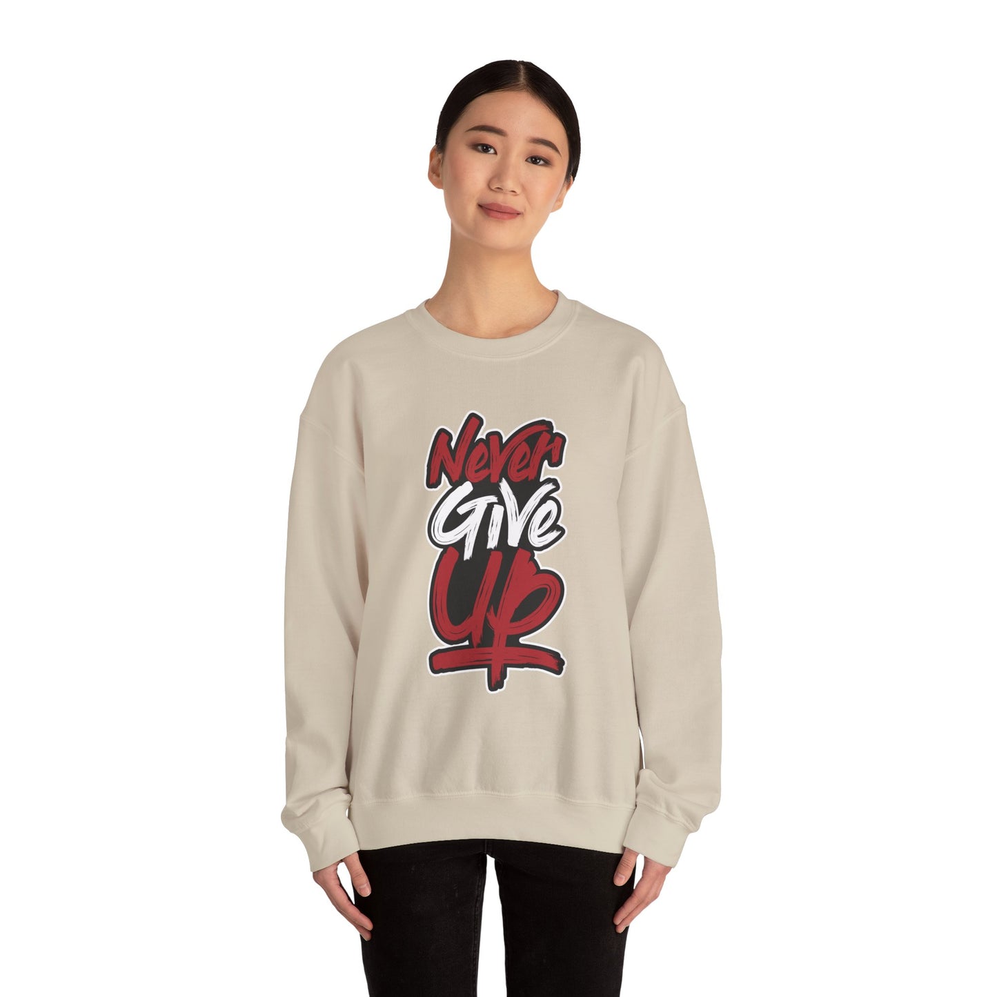 Never Give Up Unisex Heavy Blend™ Crewneck Sweatshirt