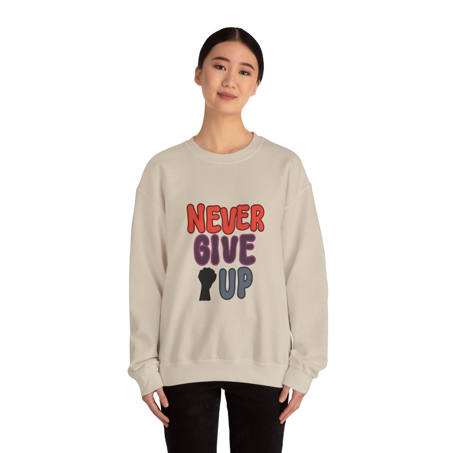 Never Give Up Unisex Heavy Blend™ Crewneck Sweatshirt