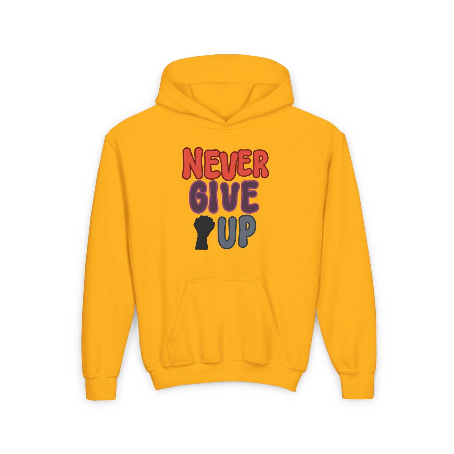 Never Give Up Youth Heavy Blend Hooded Sweatshirt