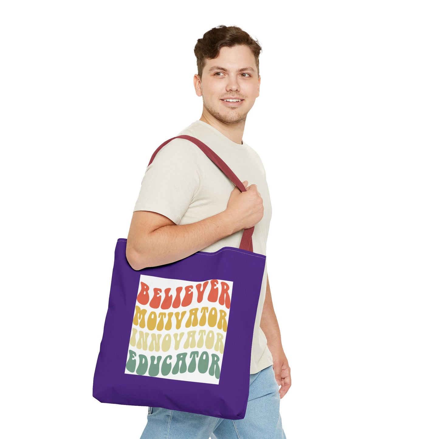 Believer Motivator Innovator Educator Tote Bag (AOP)