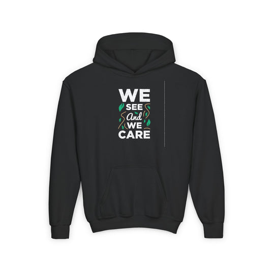 We See And We Care Youth Heavy Blend Hooded Sweatshirt