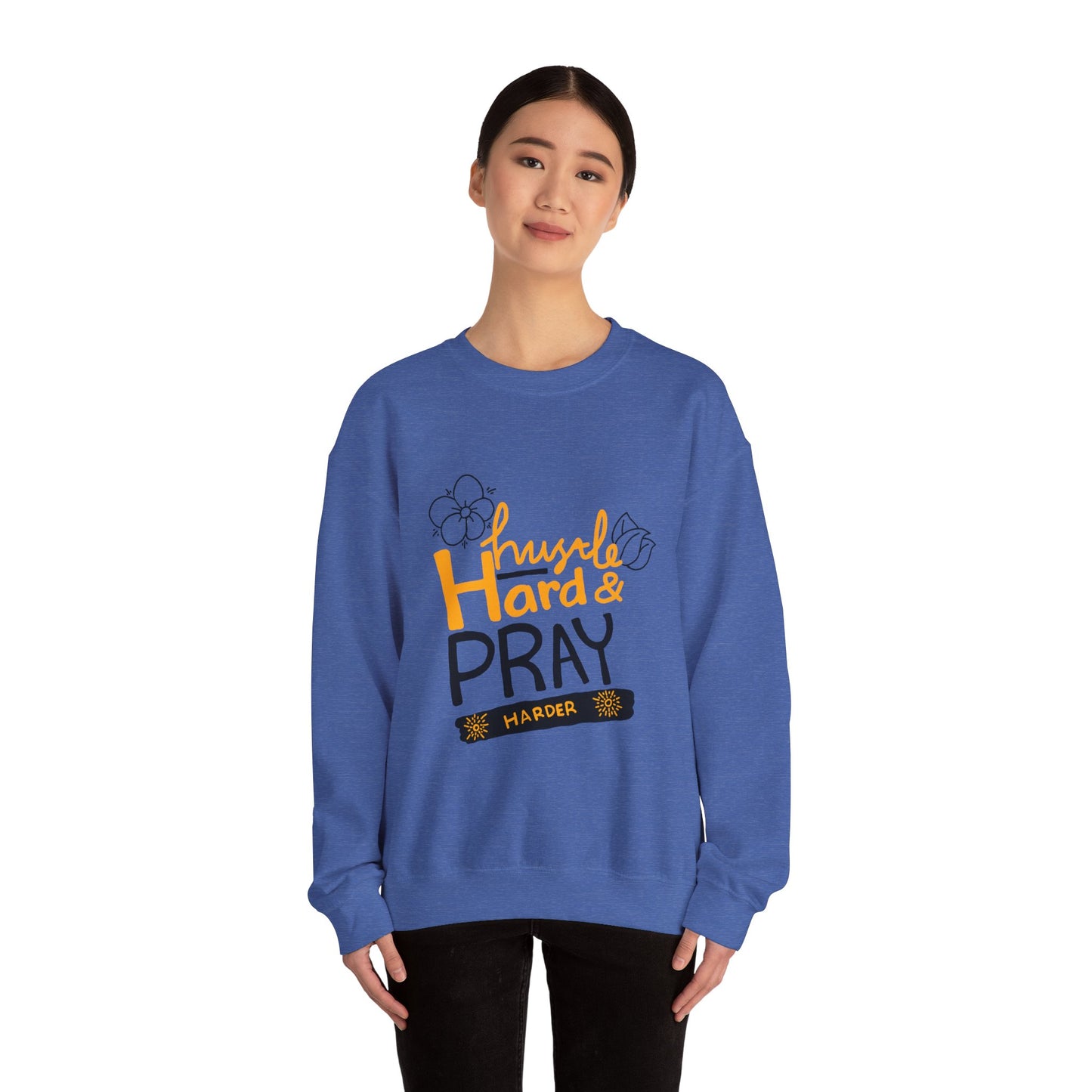 Hustle Hard And Pray Harder Unisex Heavy Blend™ Crewneck Sweatshirt