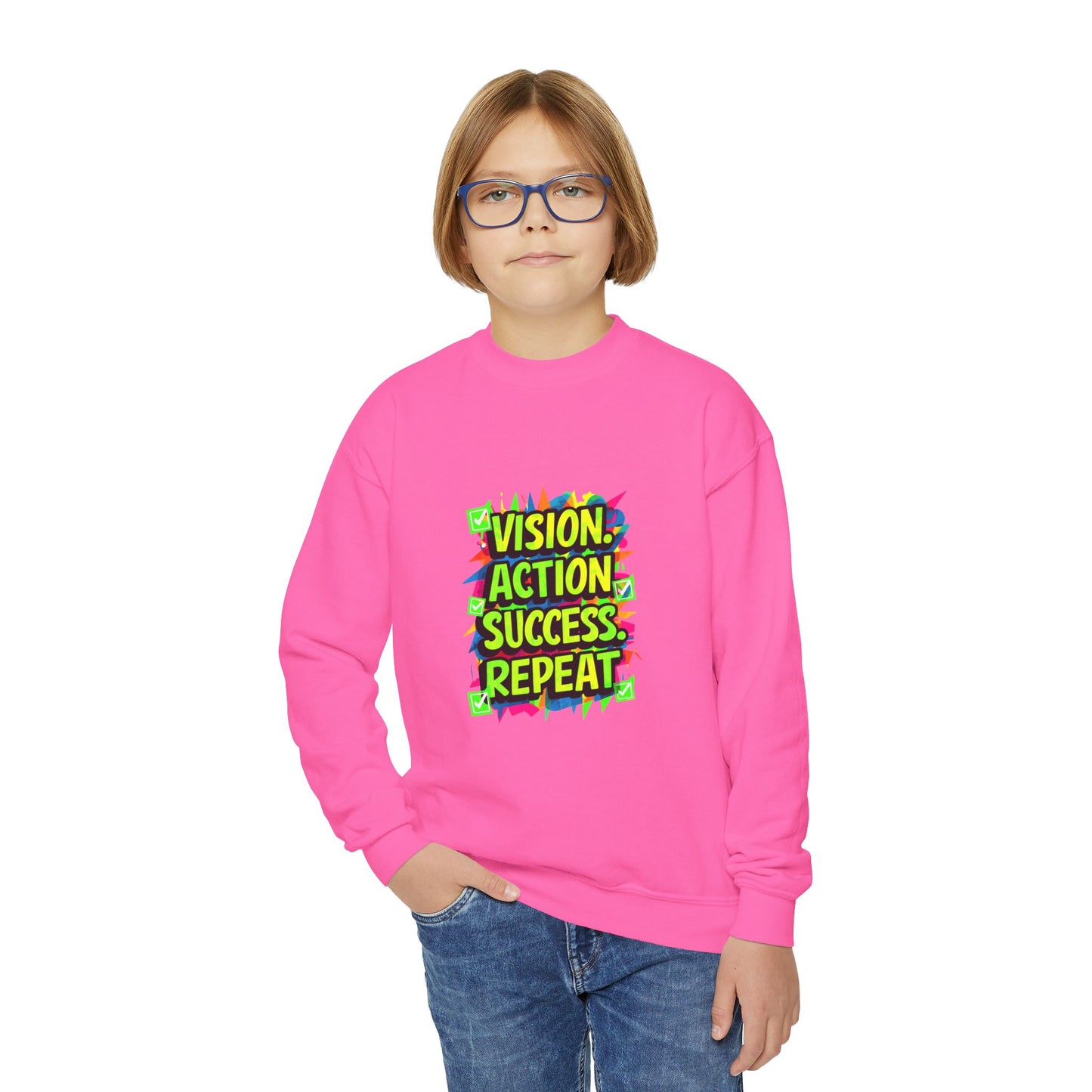 Vision Action Success Repeat Youth Crewneck Sweatshirt