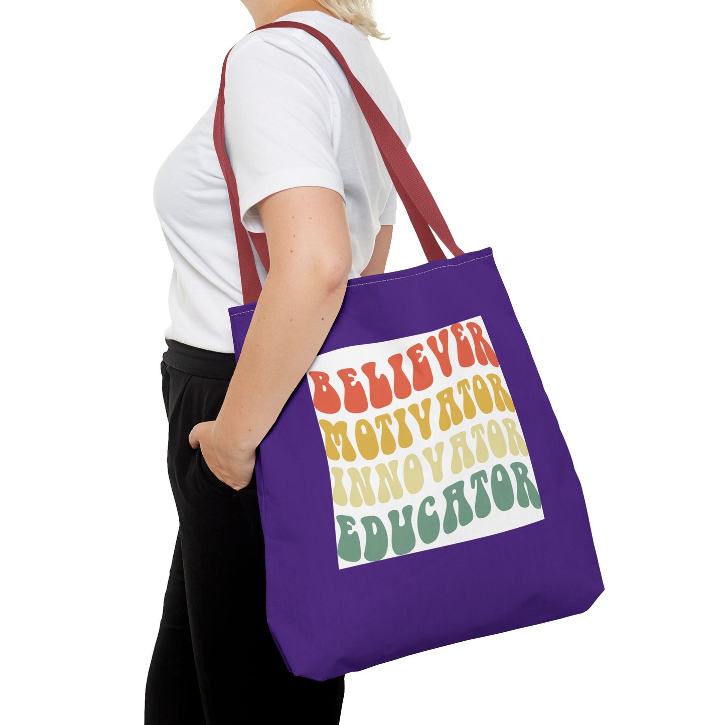 Believer Motivator Innovator Educator Tote Bag (AOP)
