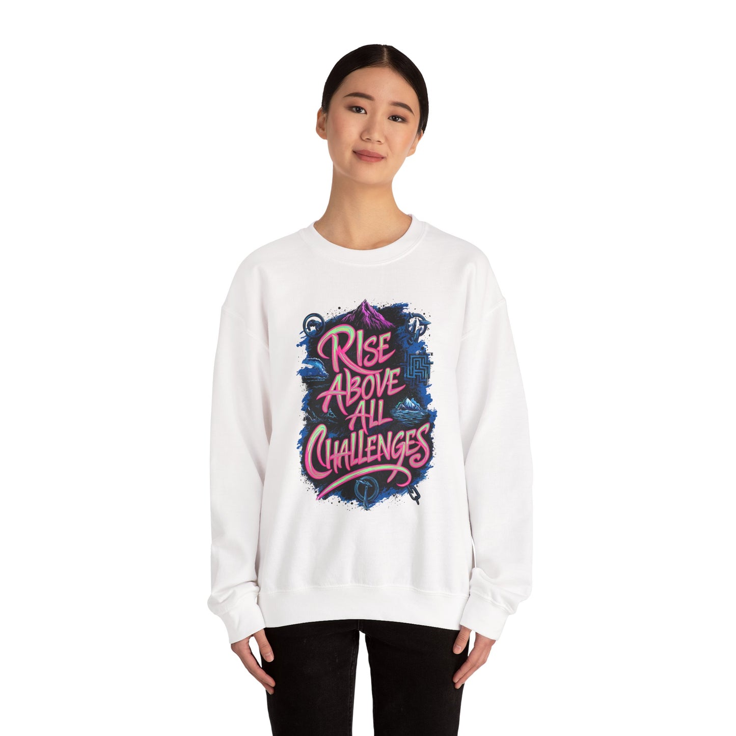 Rise Above All Challenges Unisex Heavy Blend™ Crewneck Sweatshirt