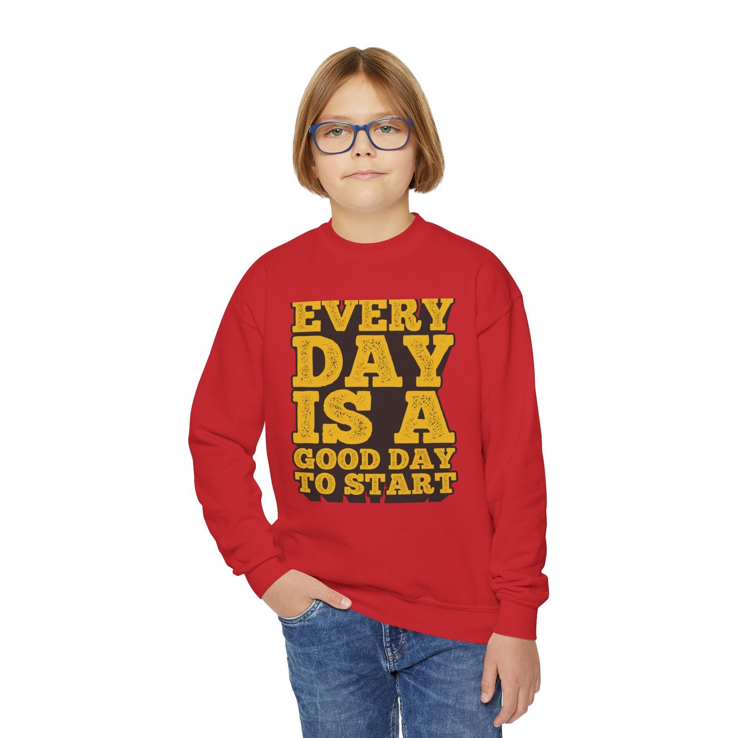 Every Day Is A Good Day To Start Youth Crewneck Sweatshirt