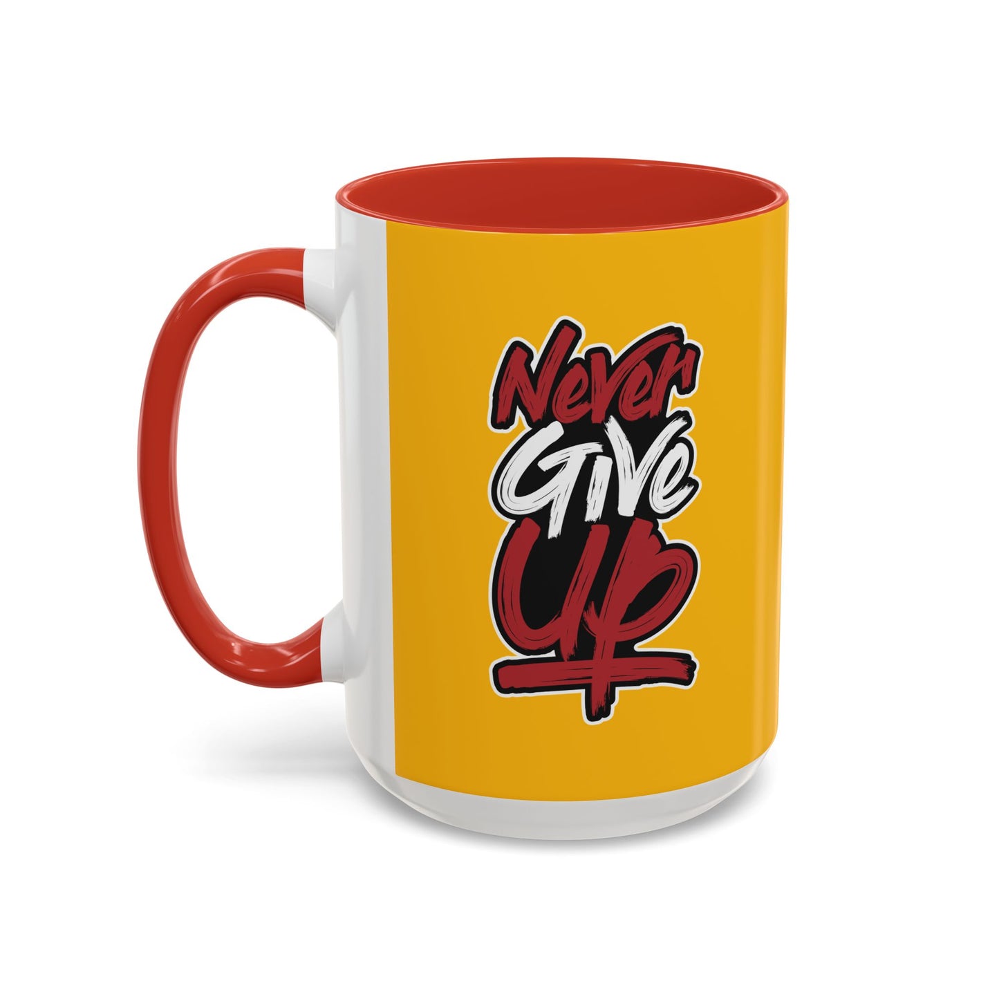Never Give Up Accent Coffee Mug (11, 15oz)
