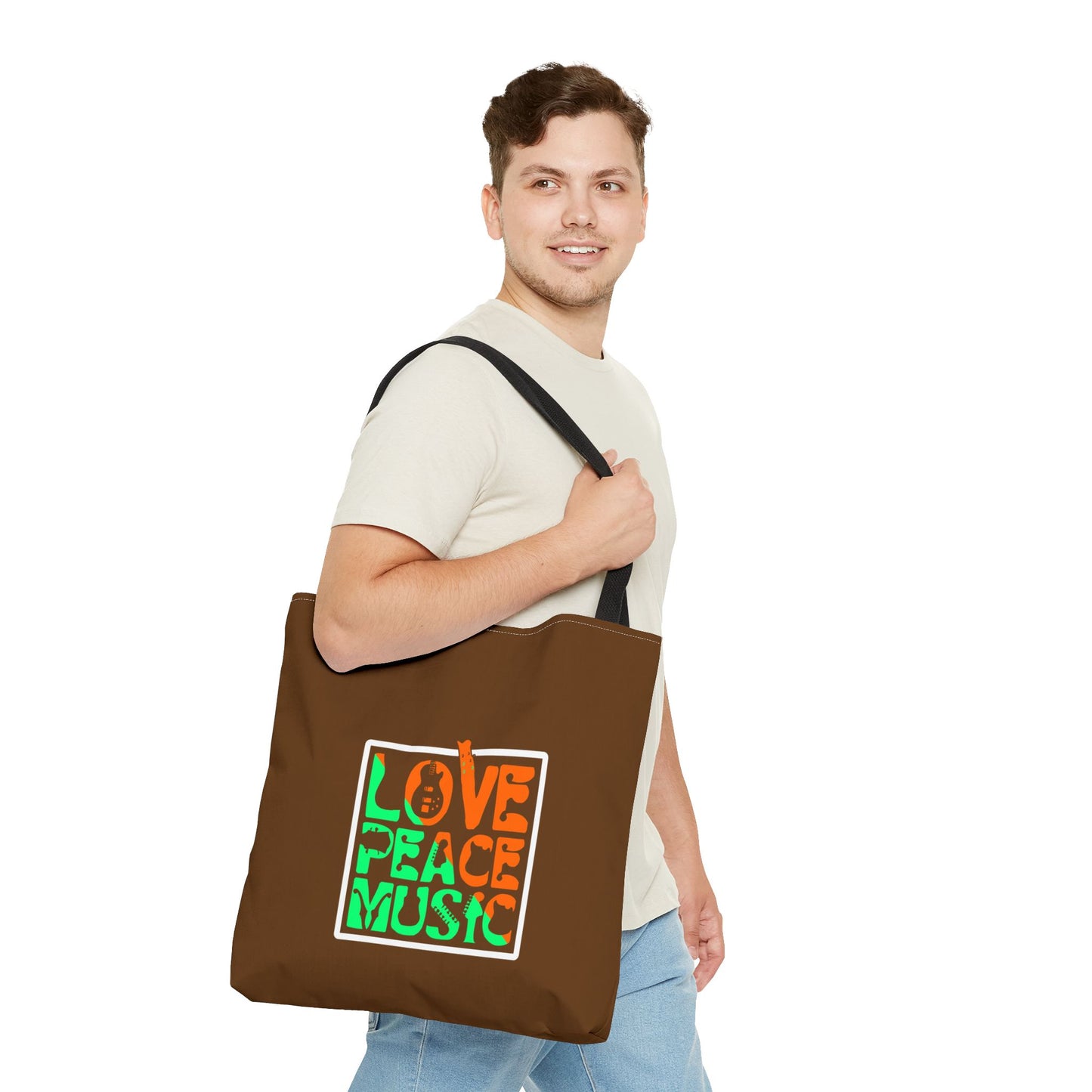 Love Peace Music Tote Bag (AOP)