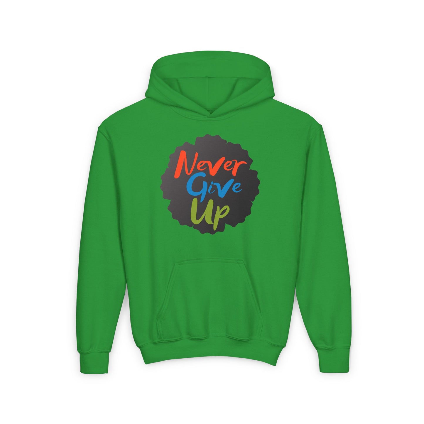 Never Give Up Youth Heavy Blend Hooded Sweatshirt