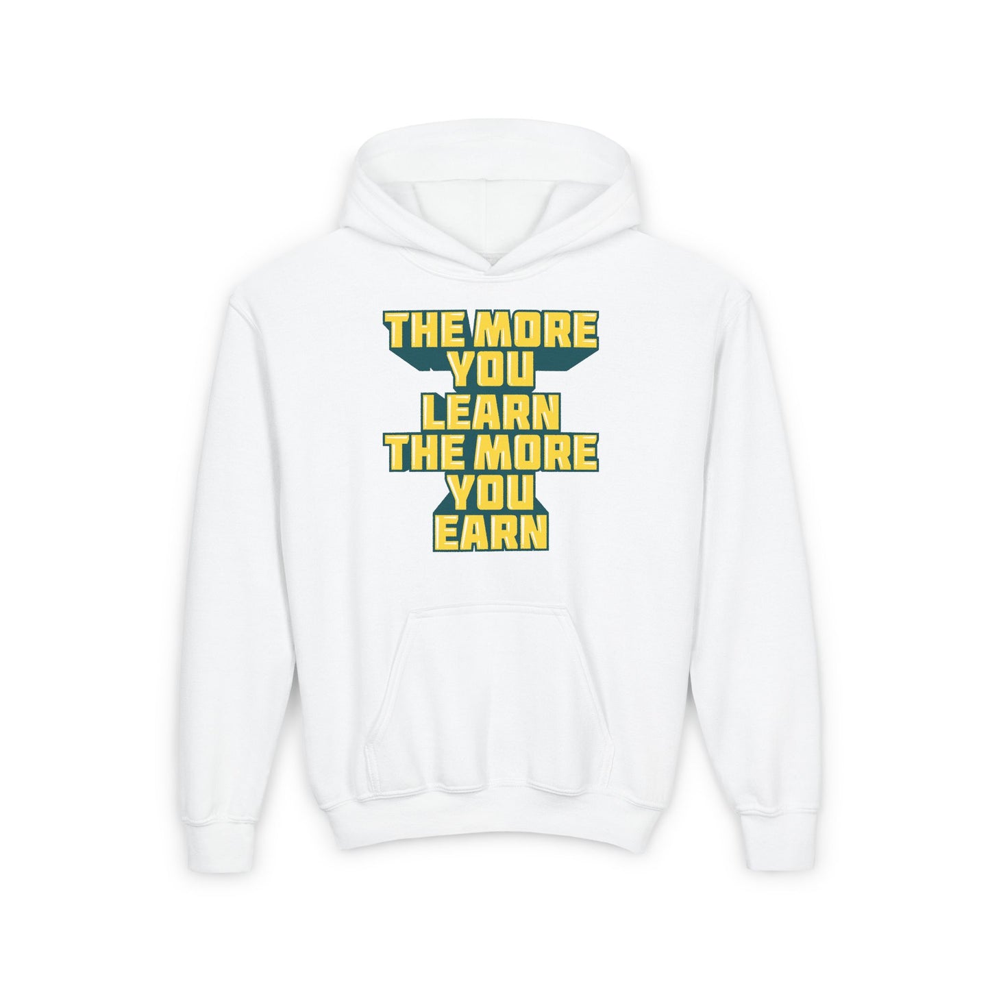 The More You Learn The More You Earn Youth Heavy Blend Hooded Sweatshirt