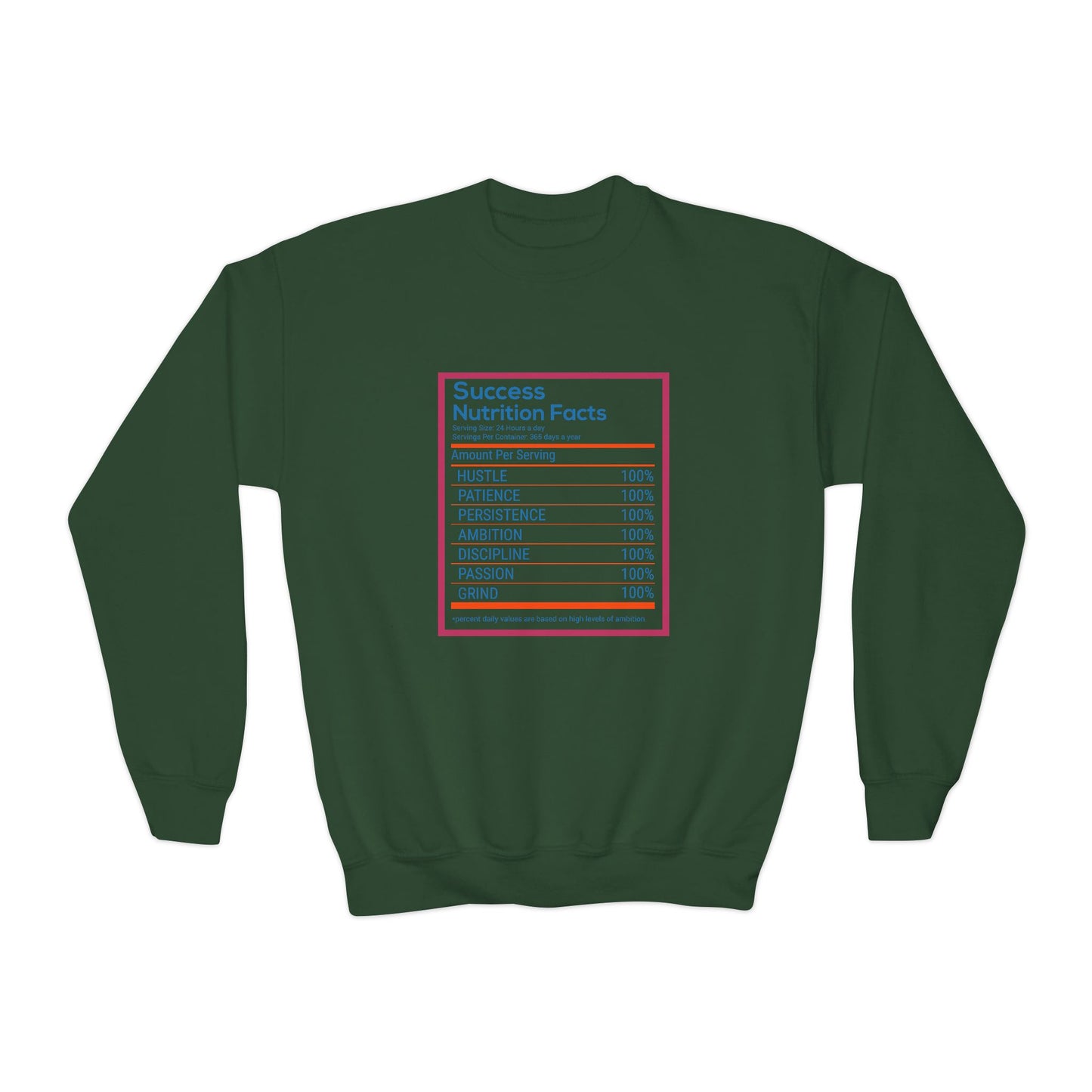 Success Nutrition Facts Youth Crewneck Sweatshirt