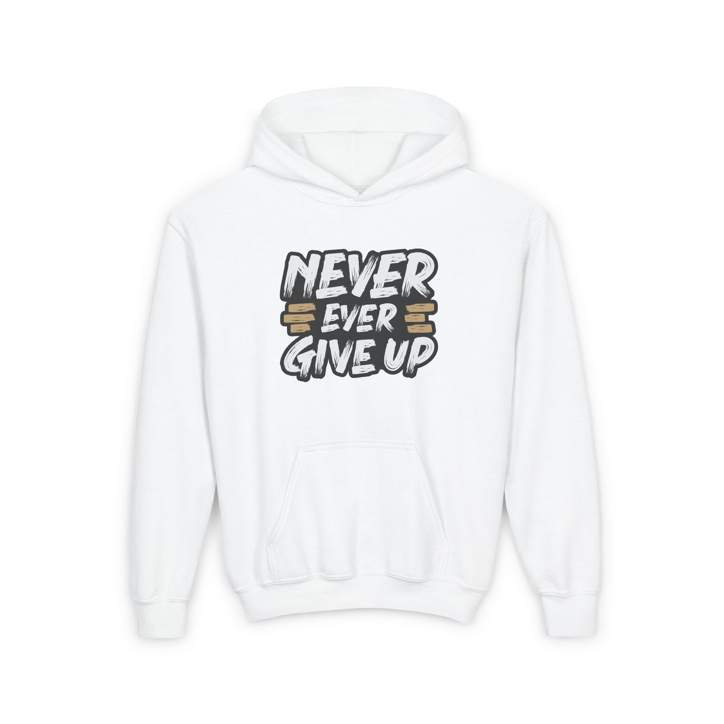 Never Ever Give Up Youth Heavy Blend Hooded Sweatshirt