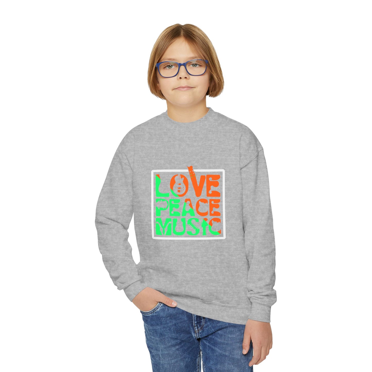 Love Peace Music Youth Crewneck Sweatshirt