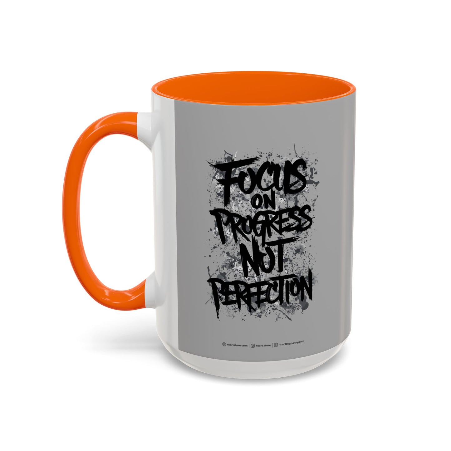 Focus On Progress Not Perfection Accent Coffee Mug (11, 15oz)