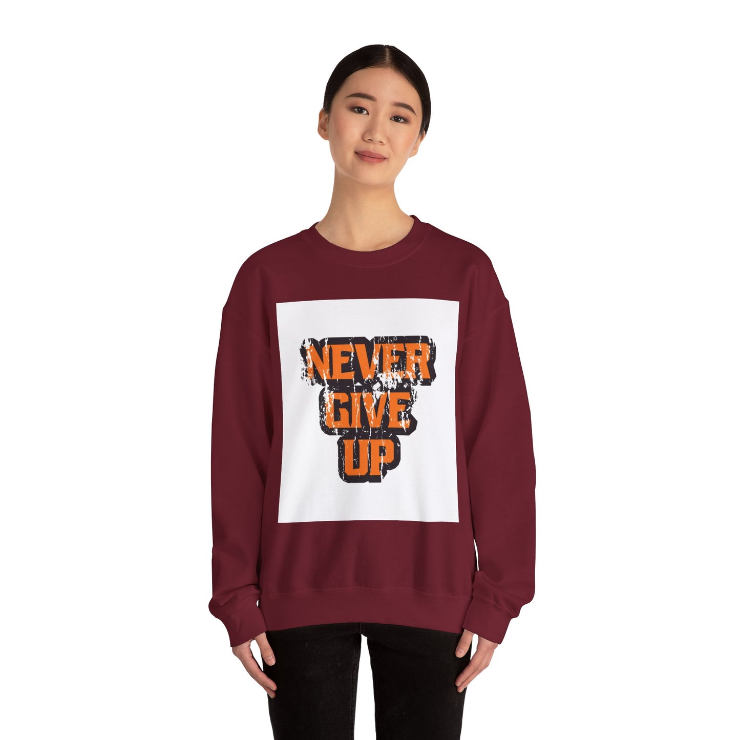 Never Give Up Unisex Heavy Blend™ Crewneck Sweatshirt