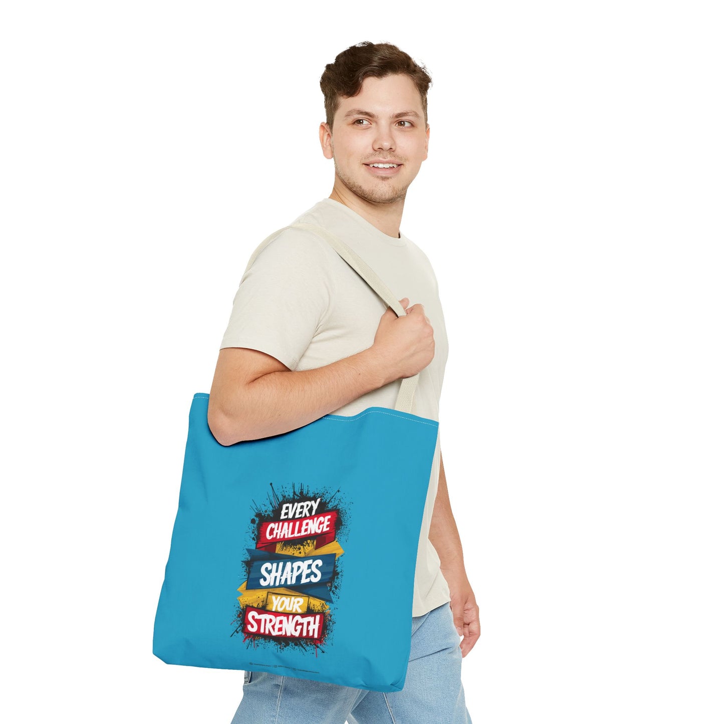 Every Challenge Shapes Your Strength Tote Bag (AOP)