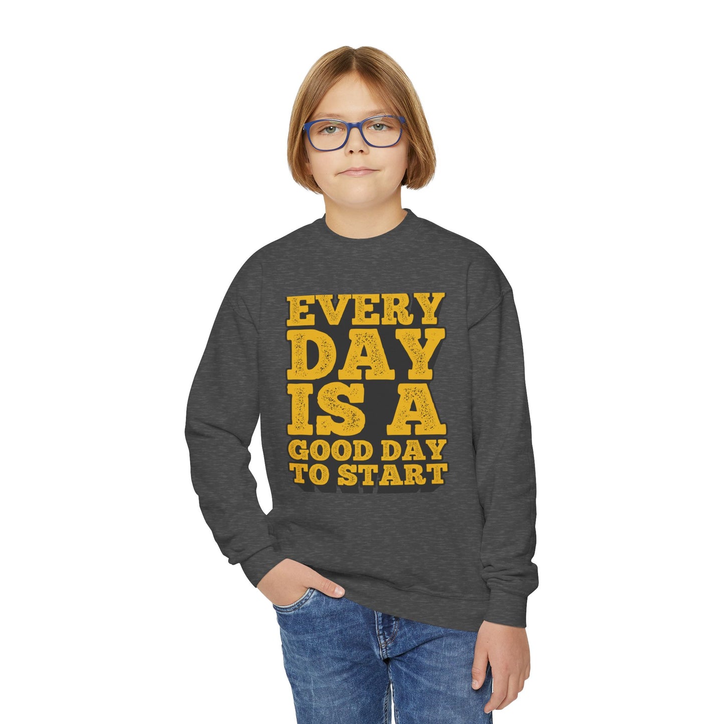 Every Day Is A Good Day To Start Youth Crewneck Sweatshirt