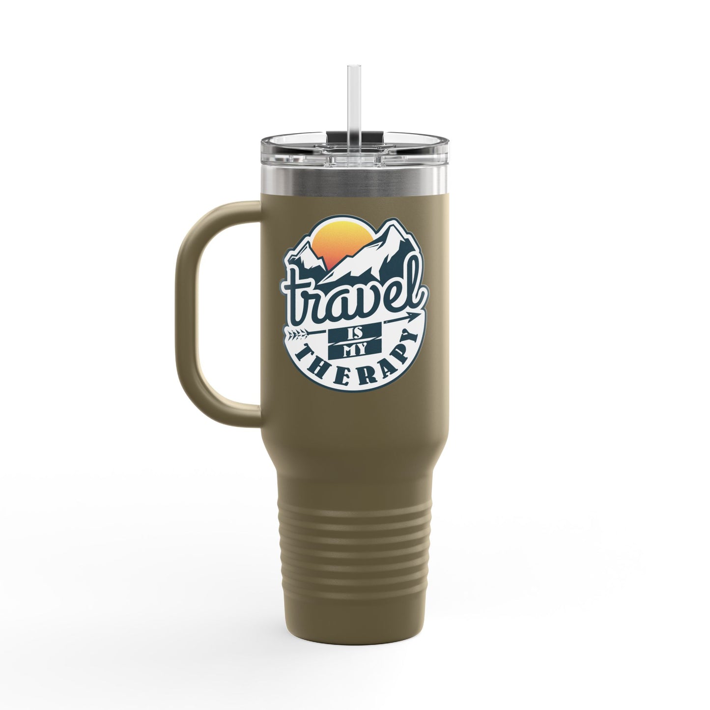 Travel Is My Therapy Insulated Travel Mug, 40oz