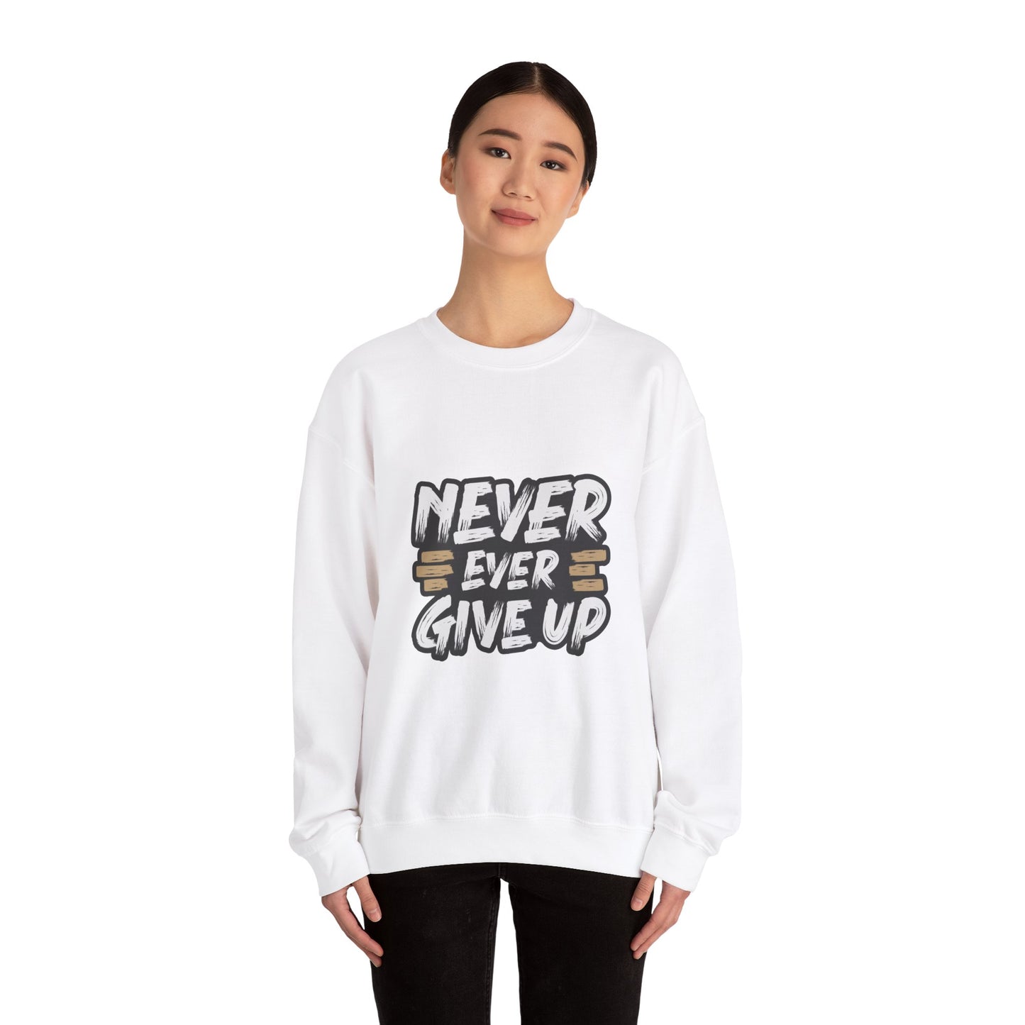 Never Ever Give Up Unisex Heavy Blend™ Crewneck Sweatshirt