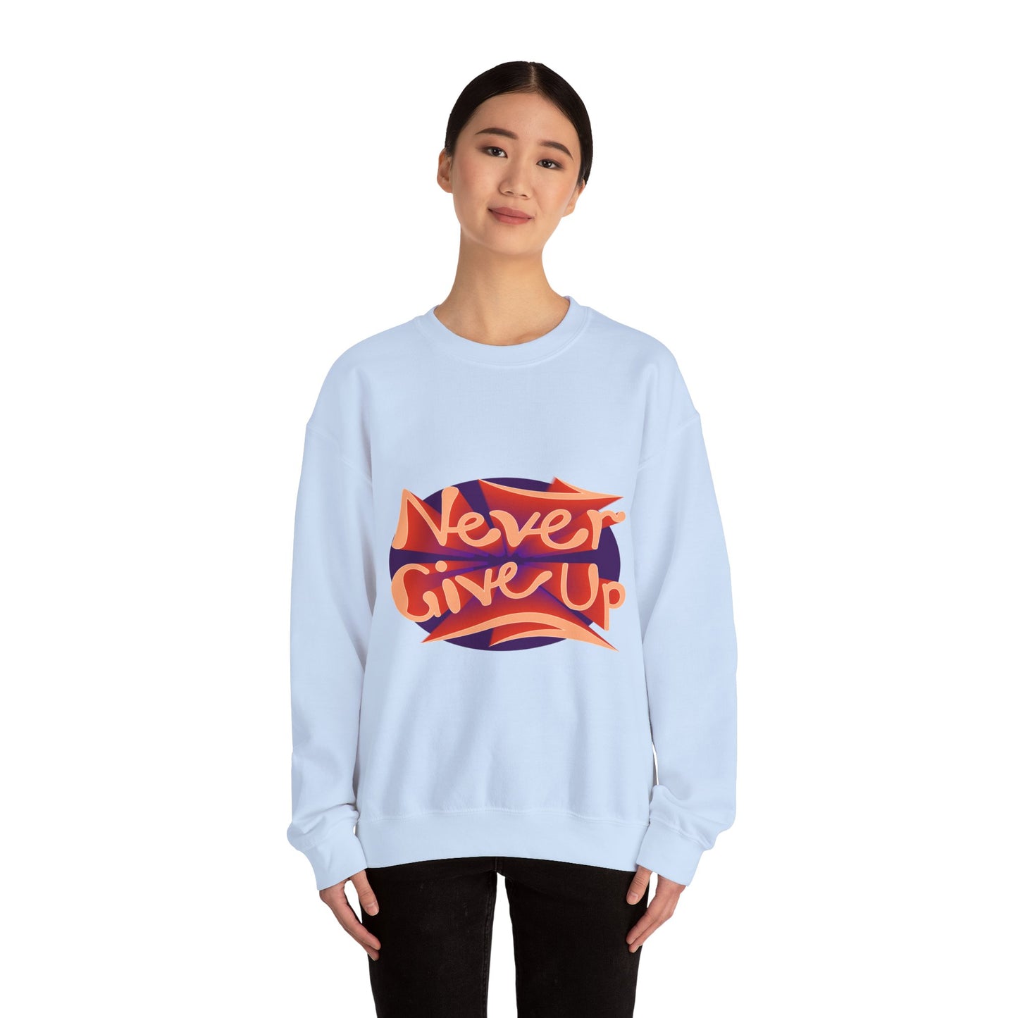 Never Give Up Unisex Heavy Blend™ Crewneck Sweatshirt