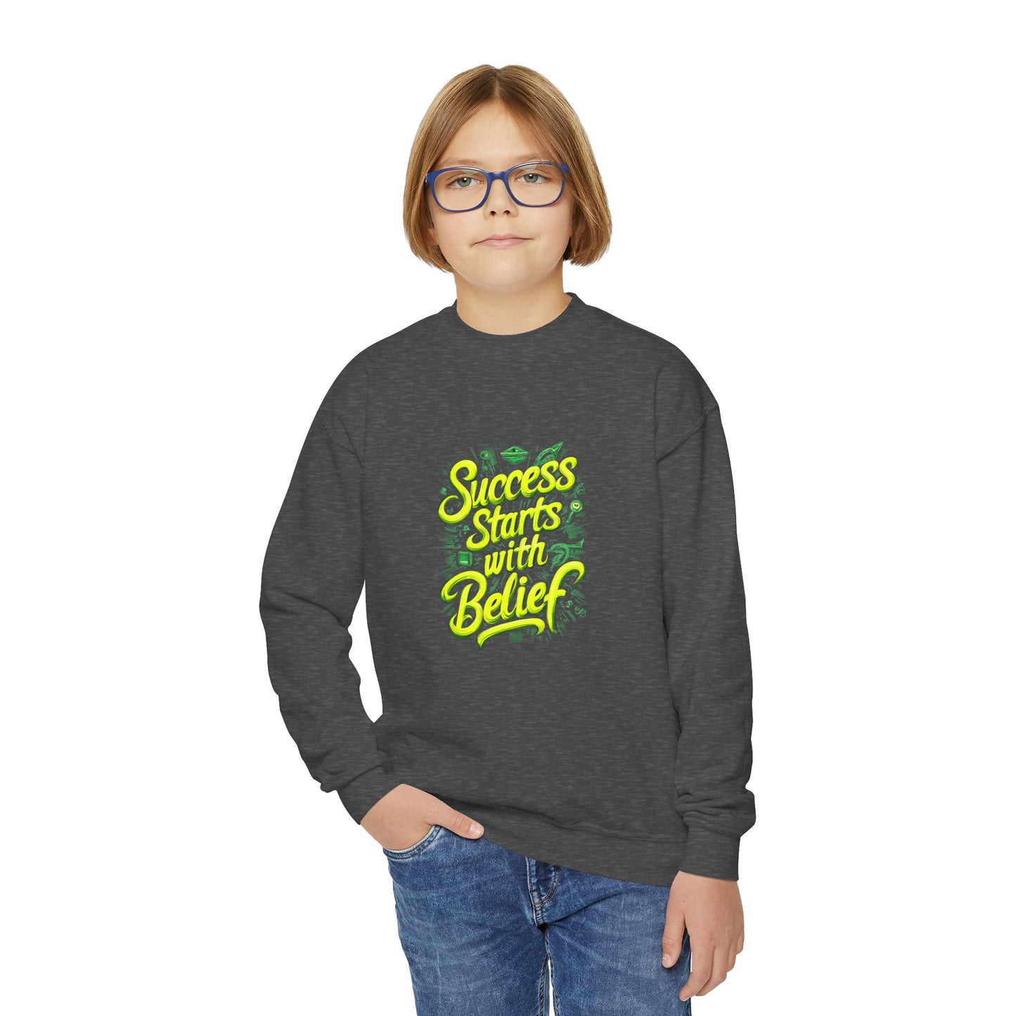 Success Starts With Belief Youth Crewneck Sweatshirt