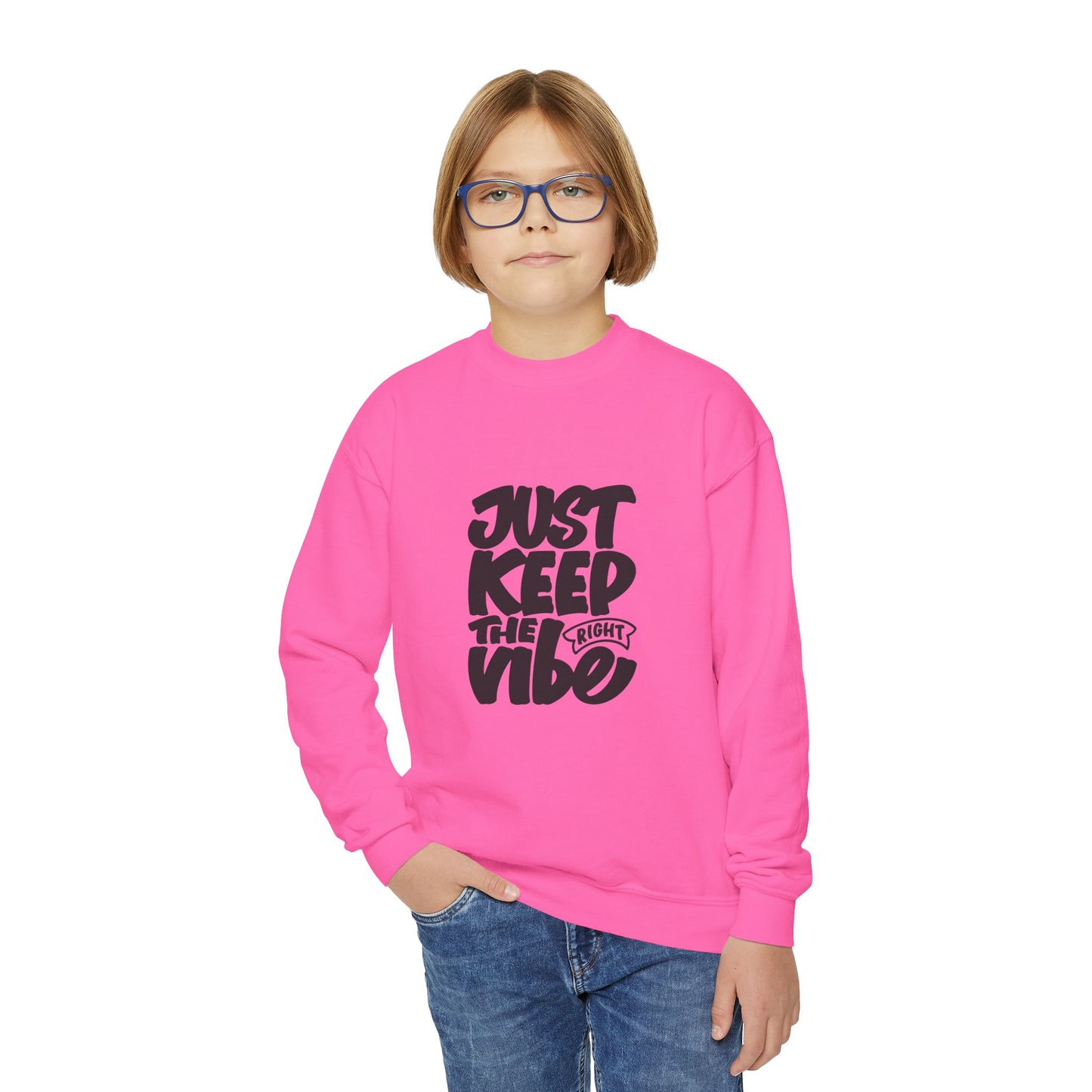 Just Keep The Right Vibe Youth Crewneck Sweatshirt