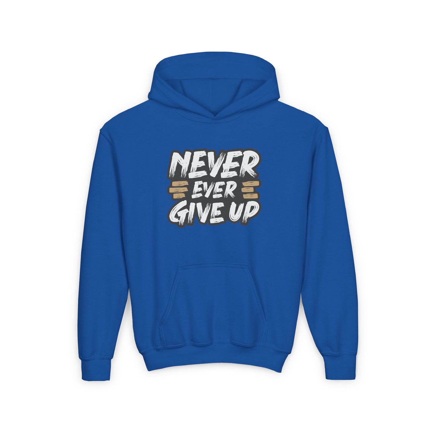 Never Ever Give Up Youth Heavy Blend Hooded Sweatshirt