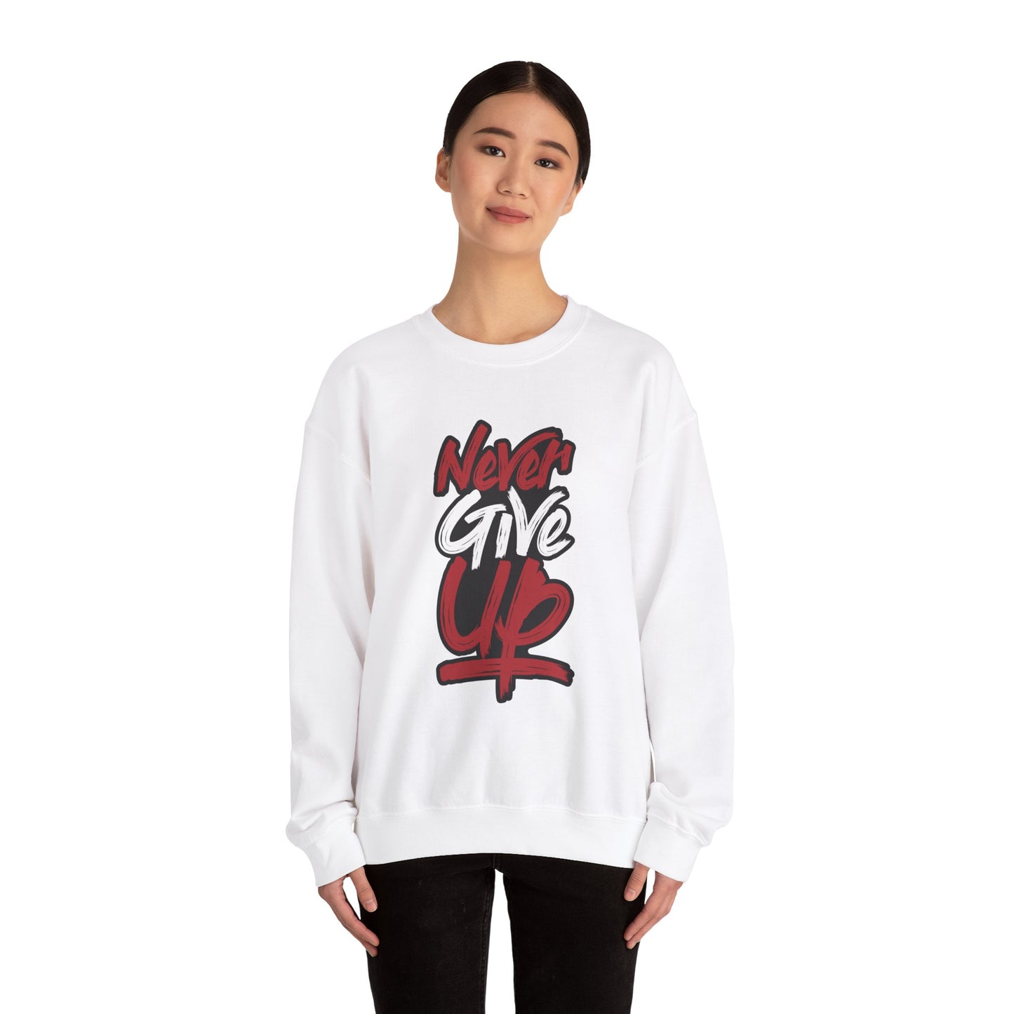 Never Give Up Unisex Heavy Blend™ Crewneck Sweatshirt