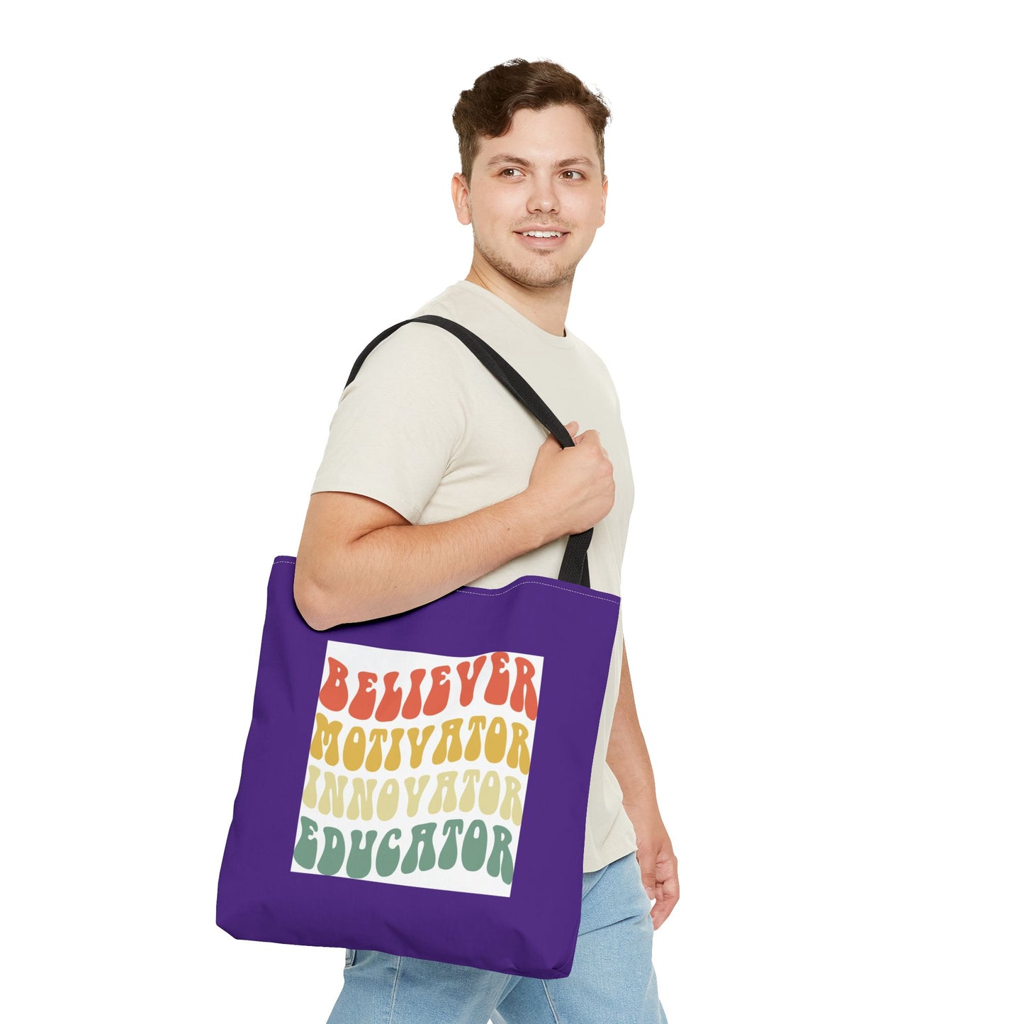 Believer Motivator Innovator Educator Tote Bag (AOP)